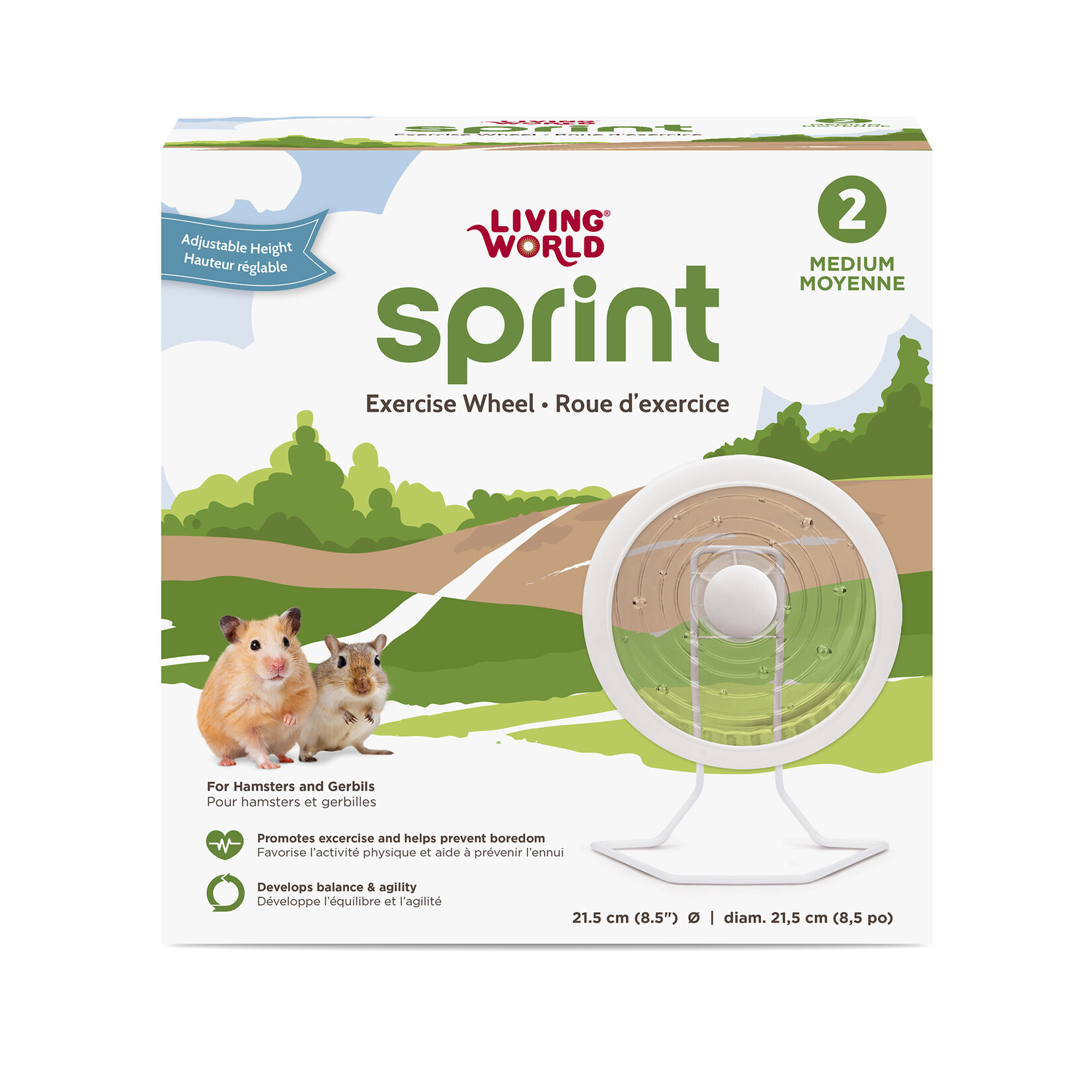 LIVING WORLD Living World SPRINT 2 Exercise Wheel - Medium White with metal stand - 21.5 cm (8.5 in)