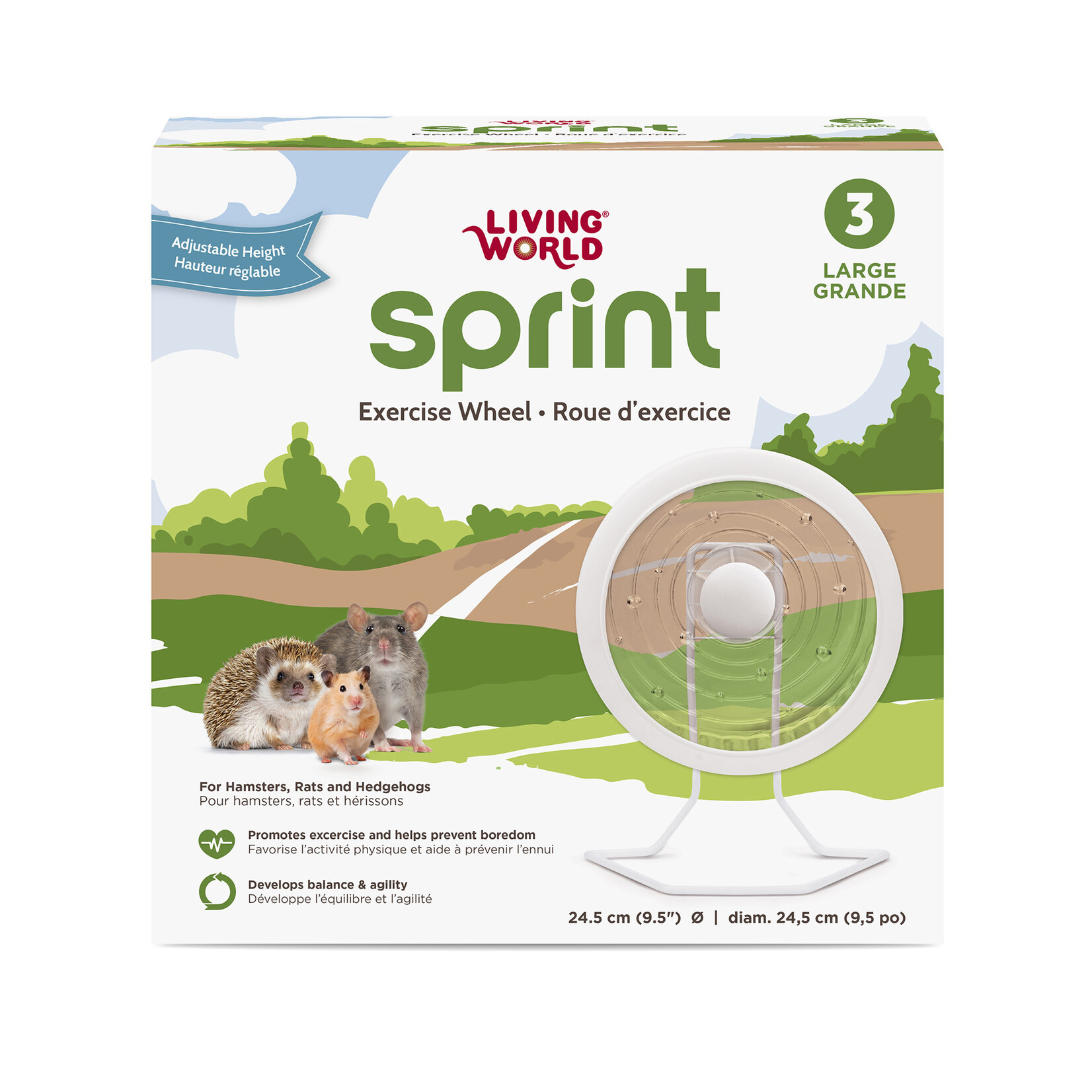 LIVING WORLD Living World SPRINT 3 Exercise Wheel - Large White with metal stand - 24.5 cm (9.5 in)