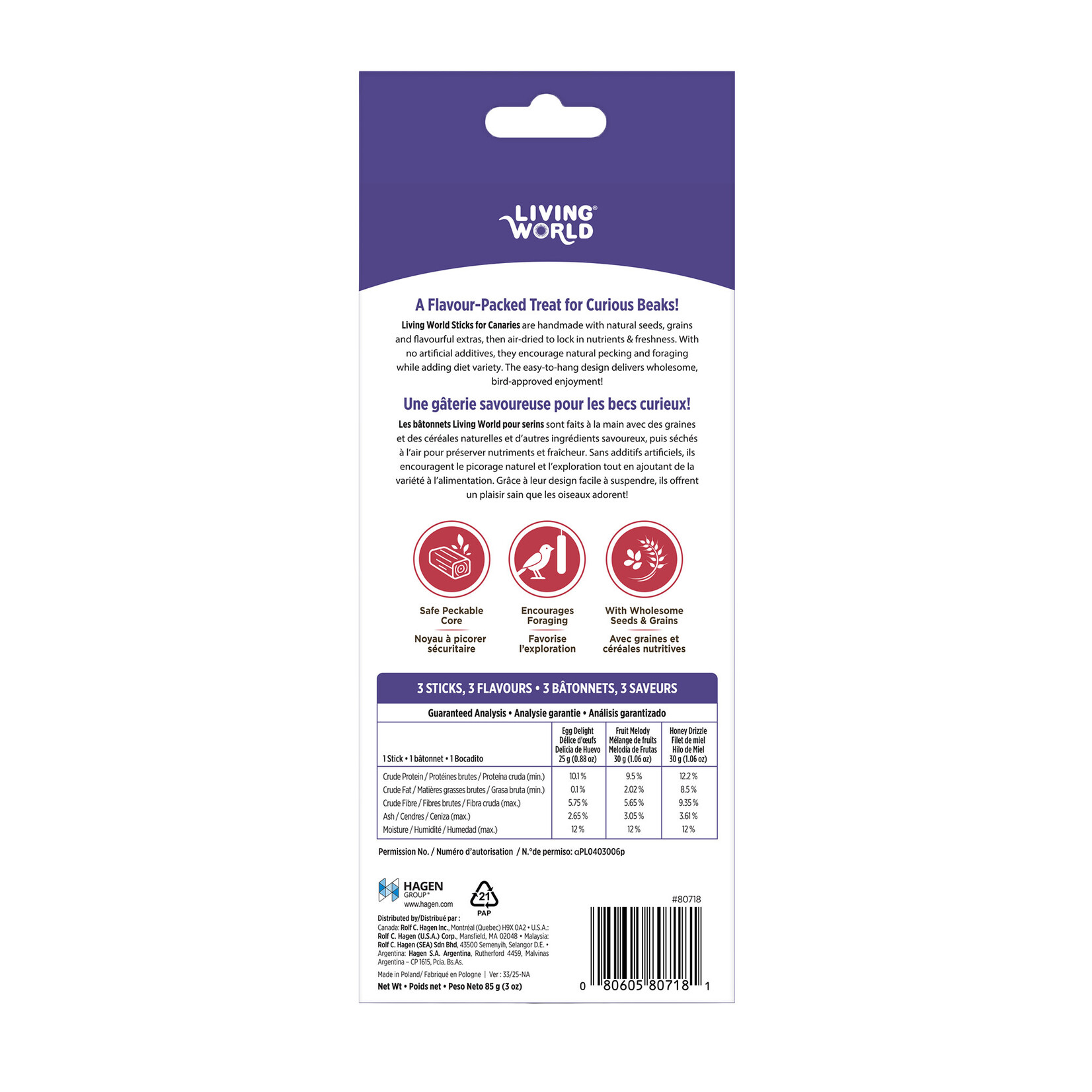 LIVING WORLD Living World Sticks - Canary Treat - Variety Pack - 3 pieces - 85 g (3 oz)