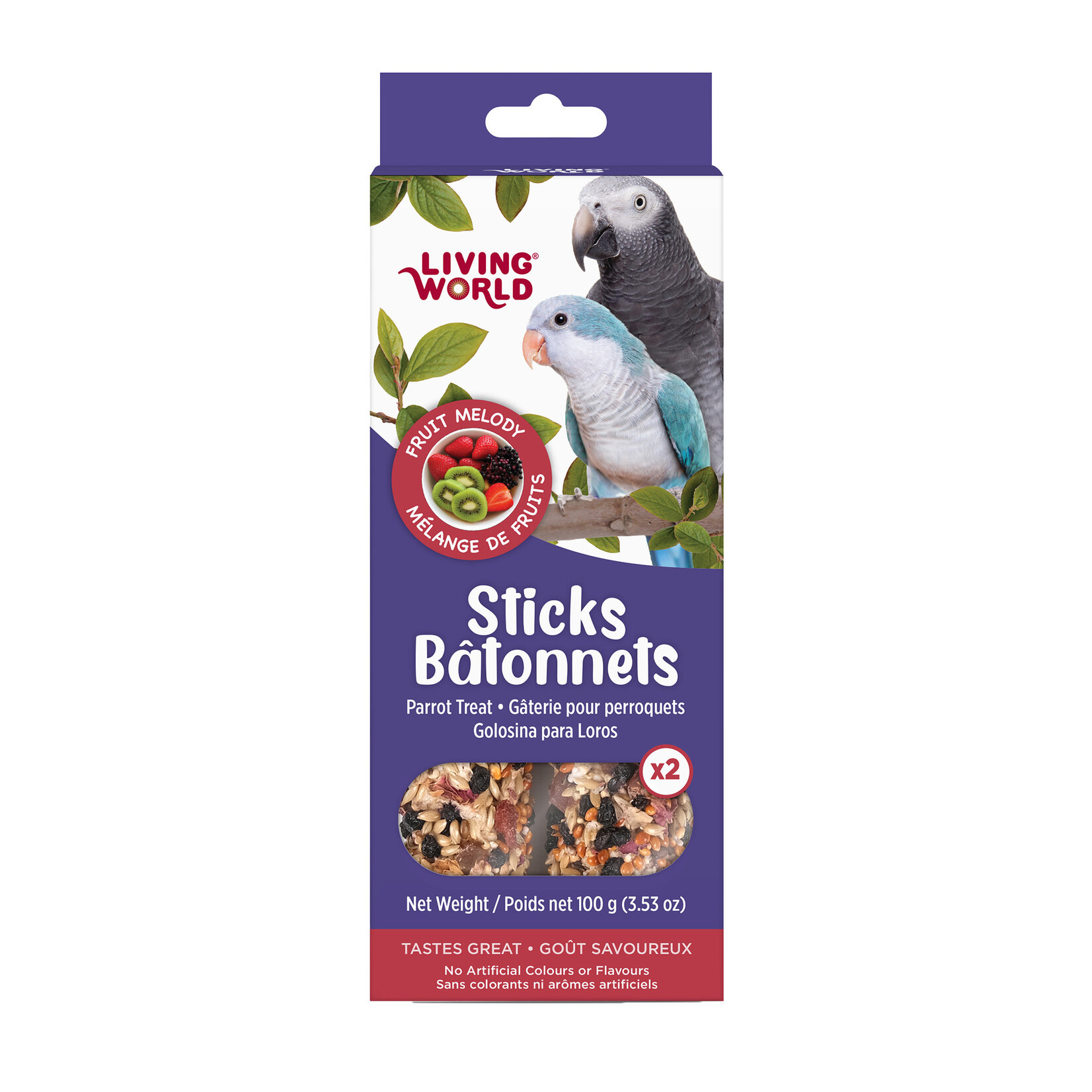 LIVING WORLD Living World Sticks - Parrot Treat - Fruit Melody - 2 pieces - 100 g (3.53 oz)
