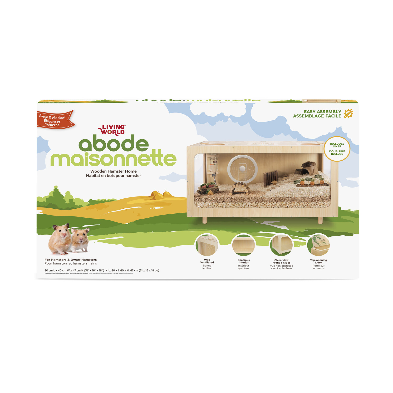 LIVING WORLD Living World ABODE Wooden Hamster Cage - 80 x 40 x 47 cm