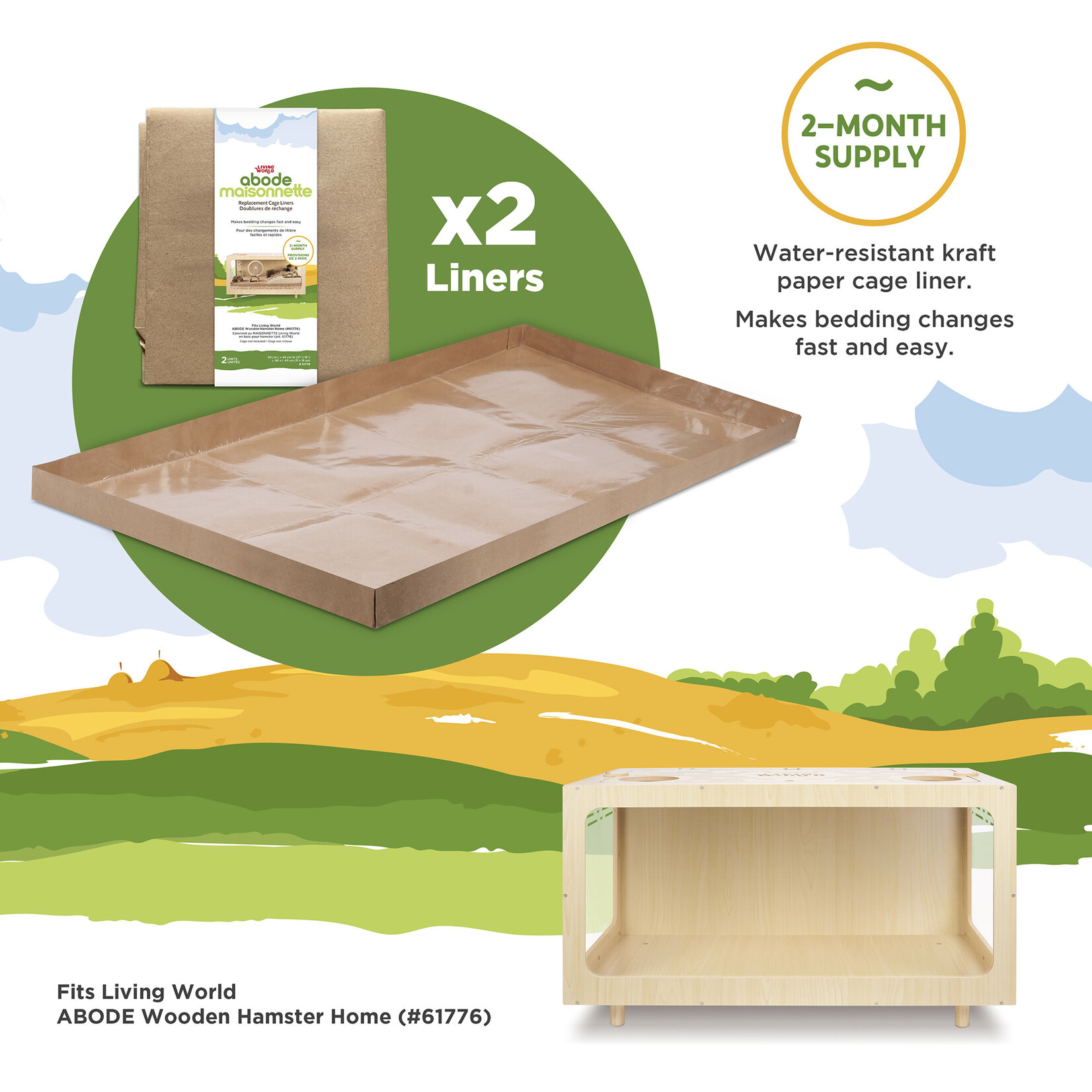 LIVING WORLD Living World ABODE Replacement Cage Liner - 2 pack