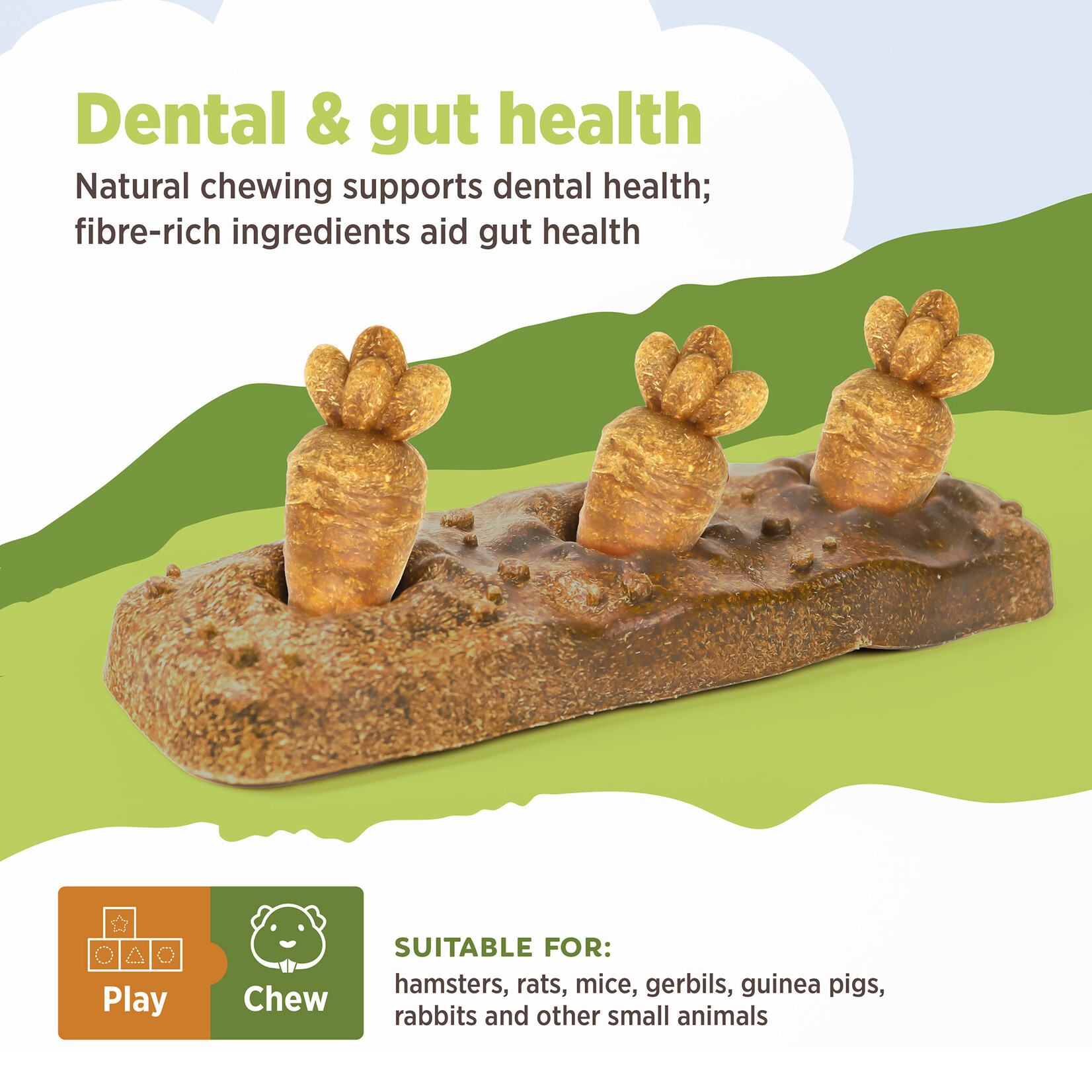 LIVING WORLD Living World Edible Carrot Patch Chew Toy - Multicolour - 140 g (4.9 oz)