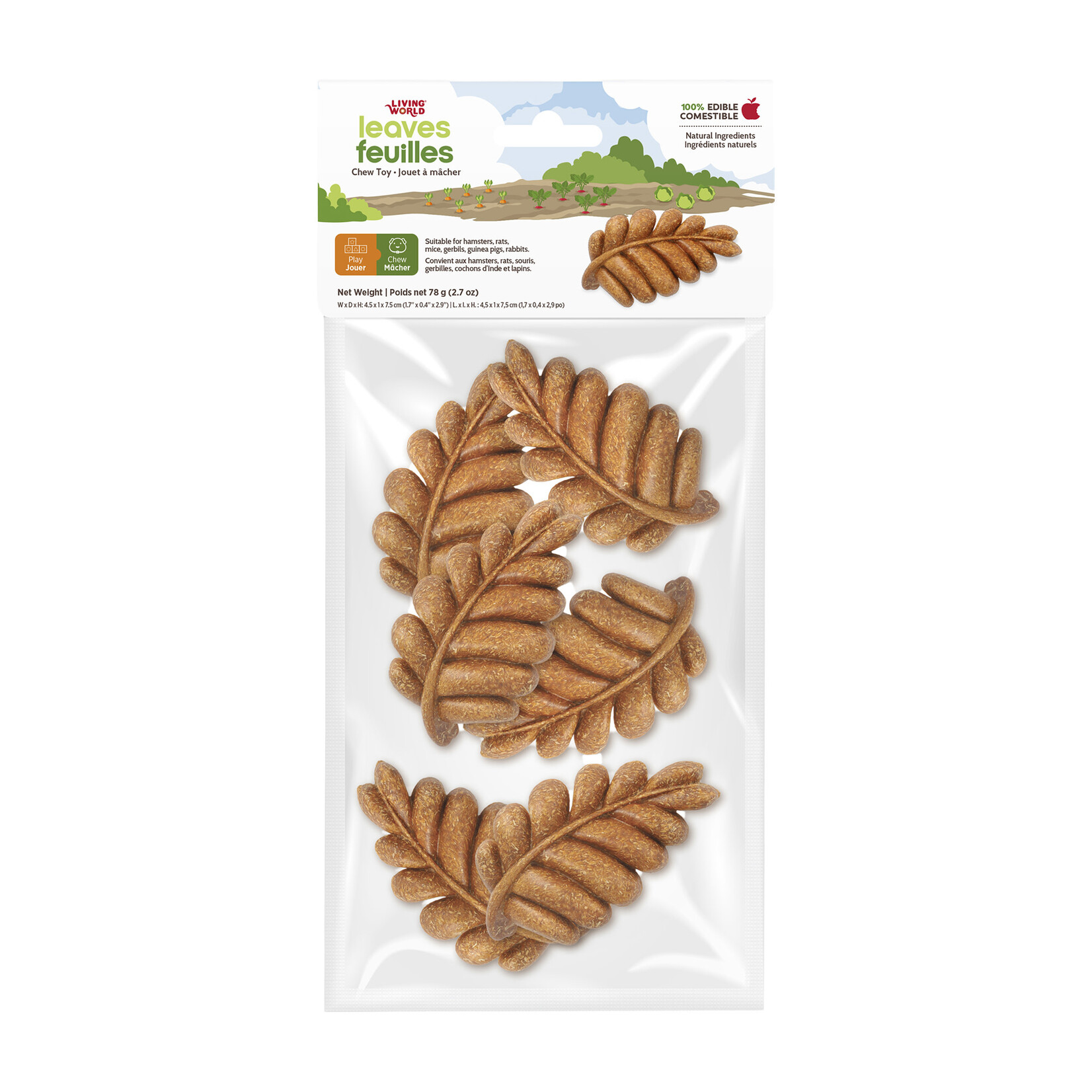 LIVING WORLD Living World Edible Leaves Chew Toy - Brown - 6 pack - 140 g (4.9 oz)