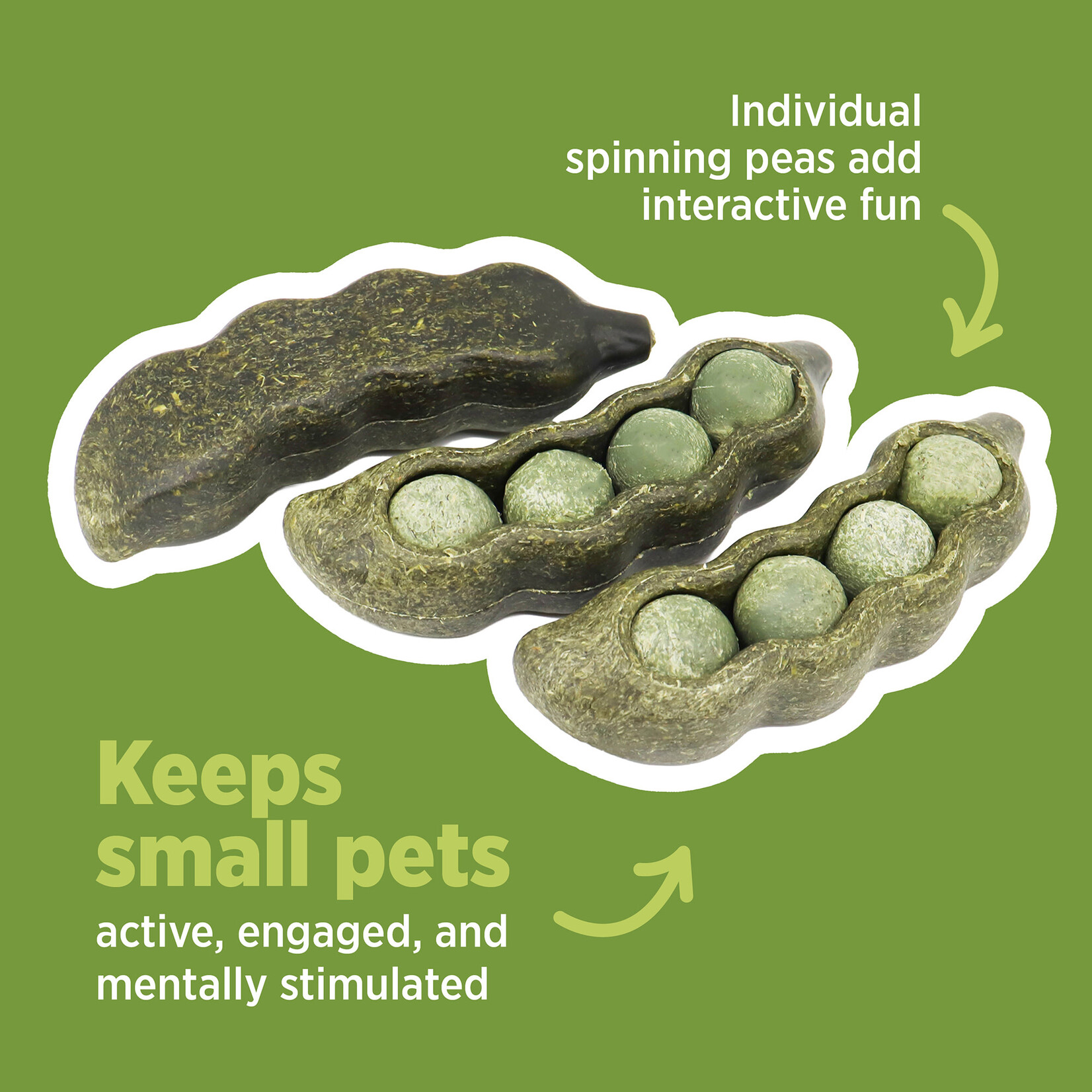 LIVING WORLD Living World Edible Pea Pods Chew Toy - Green - 3 pack - 75 g (2.6 oz)