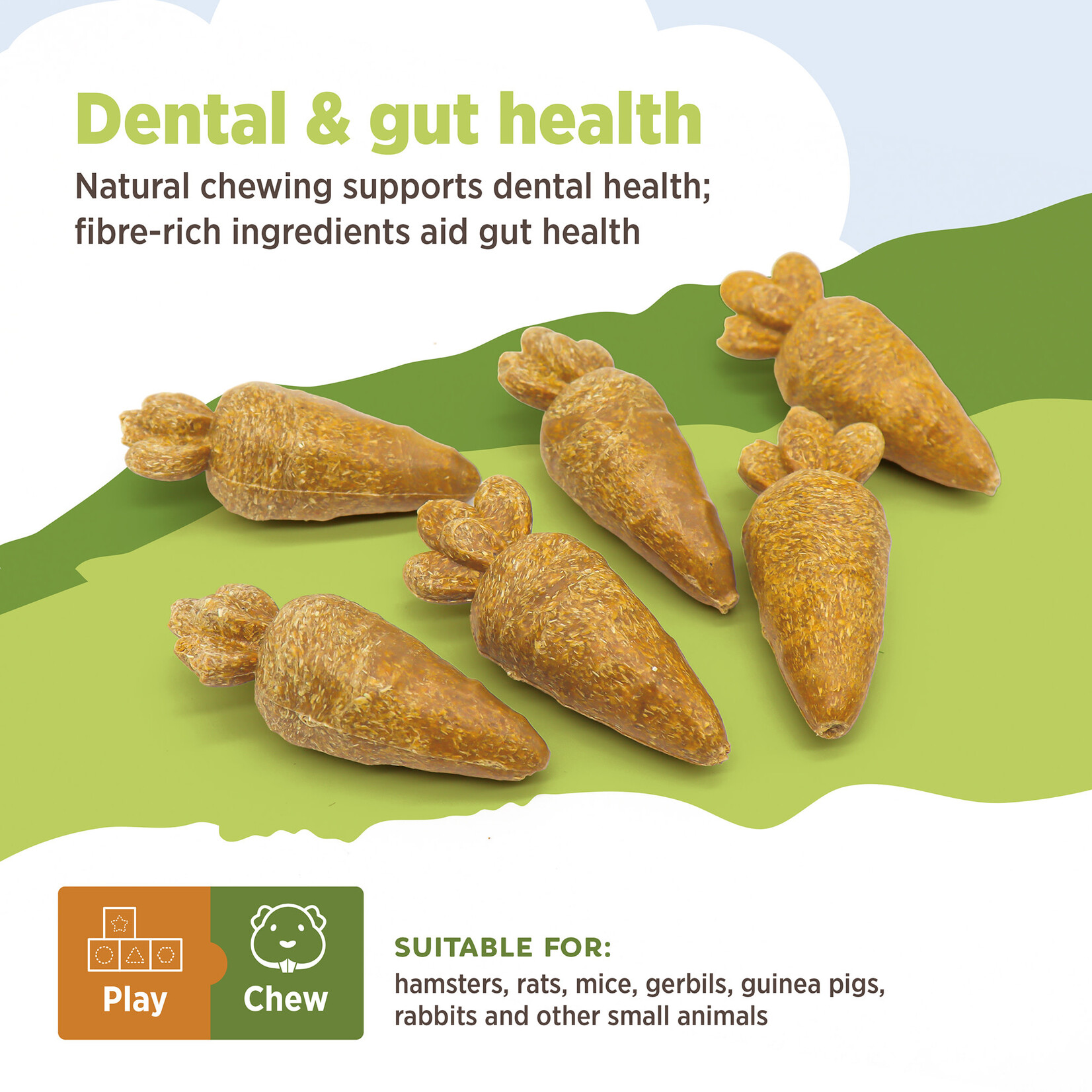 LIVING WORLD Living World Edible Carrots Chew Toy - Orange - 6 pack - 78 g (2.7 oz)