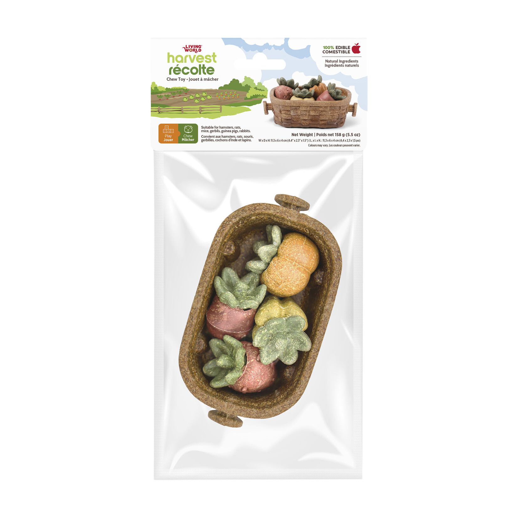 LIVING WORLD Living World Edible Harvest Basket Chew Toy - Multicolour - 158 g (5.5 oz)