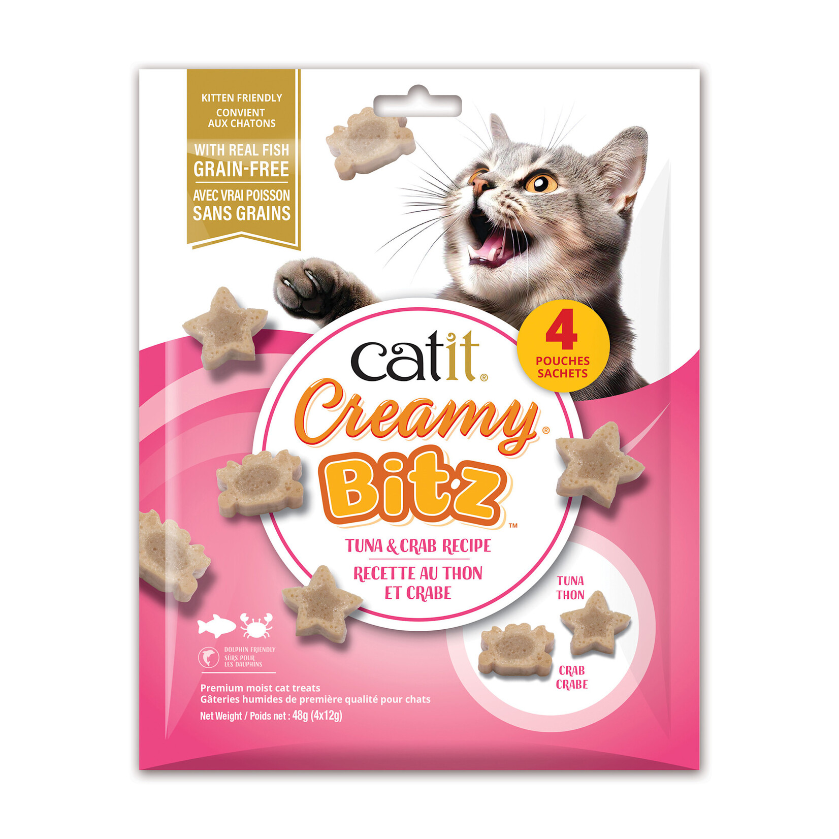 CAT IT Catit Creamy Bitz Soft Cat Treats - Tuna and Crab Recipe - 4 pack - 48g (1.7 oz)