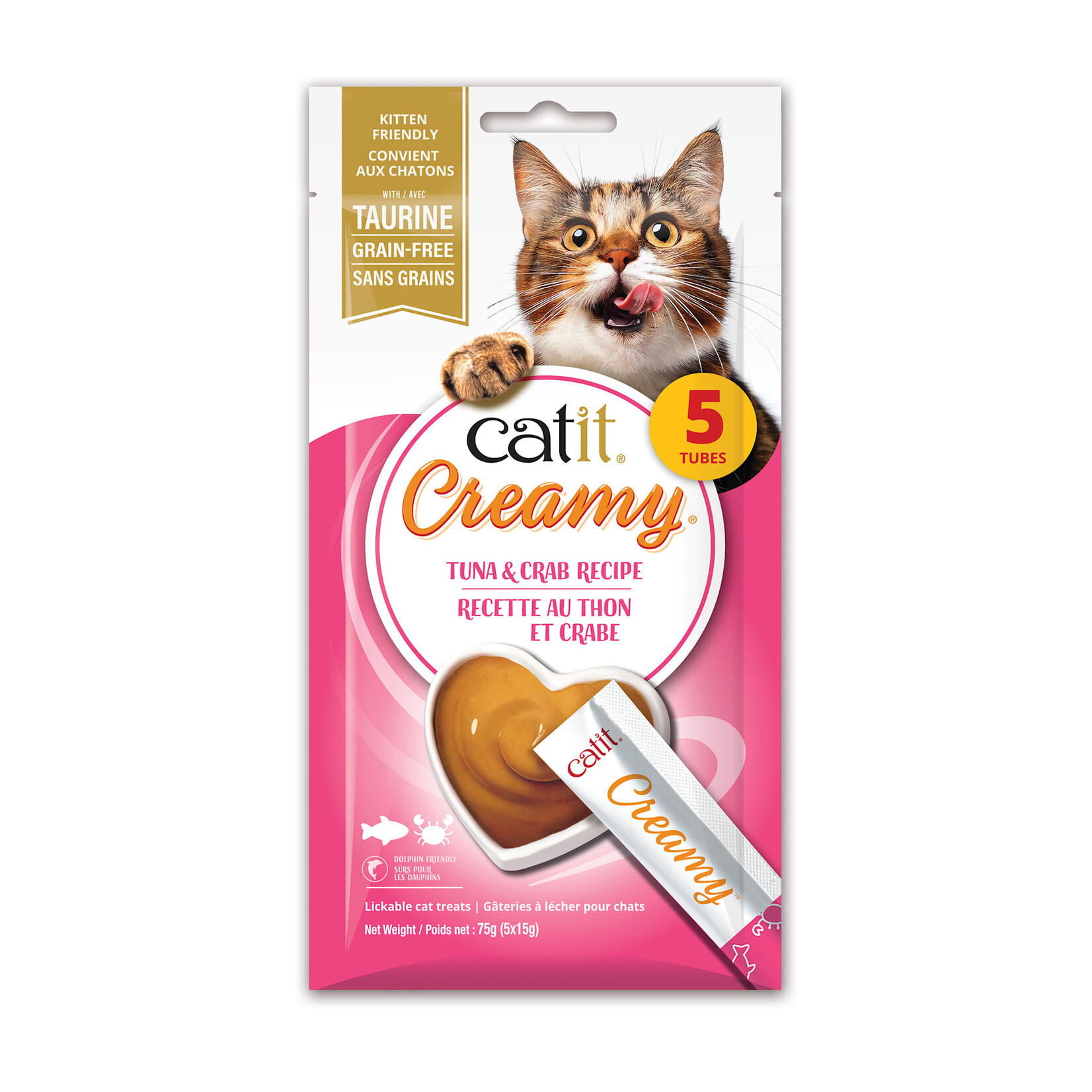 CAT IT Catit Creamy Cat Treats - Tuna and Crab Recipe - 5 pack - 75g (2.6 oz)