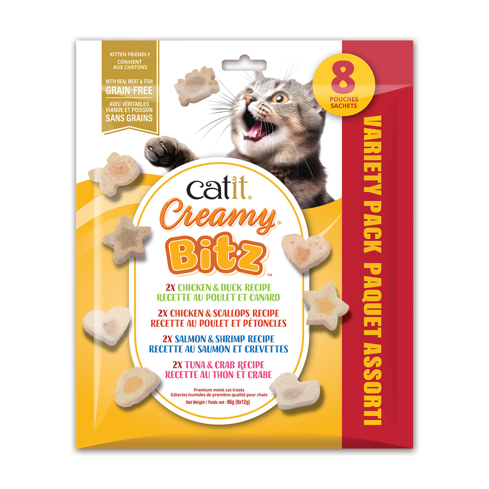 CAT IT Catit Creamy Bitz Soft Cat Treats - Variety Flavours - 8 pack - 96g (3.4 oz)