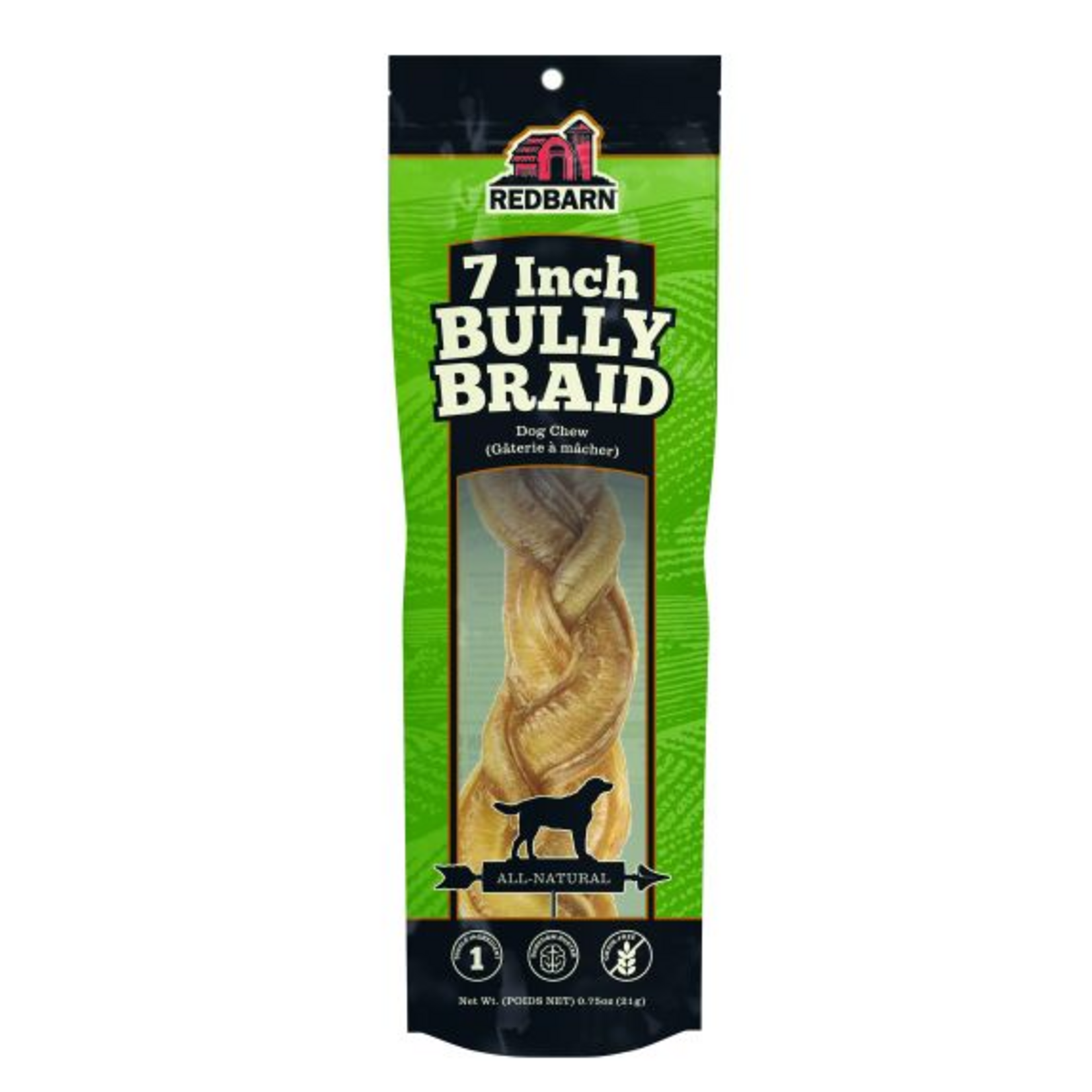 RED BARN (W) Redbarn Braided Bully Stick Dog 7-inch