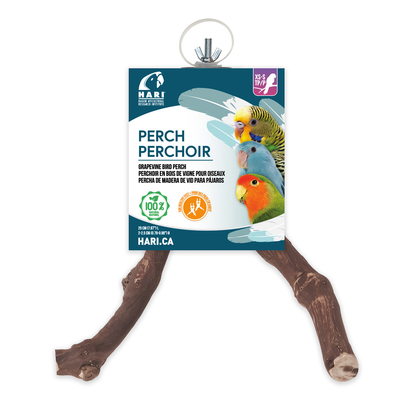 HARI HARI Grapevine Bird Perch - 2-2.5 cm dia. x 20 cm L