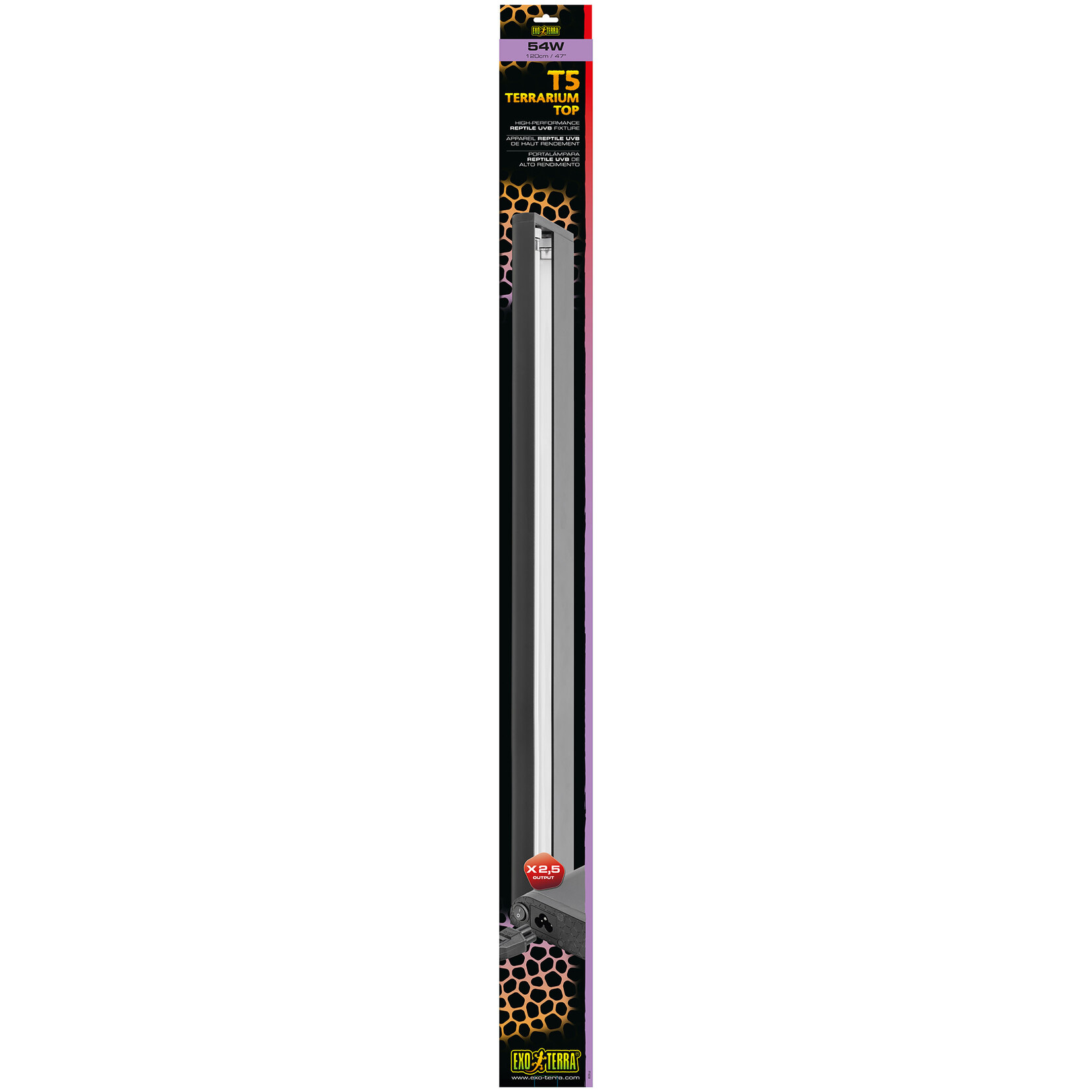 EXO TERRA Exo Terra T5 Terrarium Top High-Performance Reptile UVB Fixture - 54W - 120 cm (47 in)
