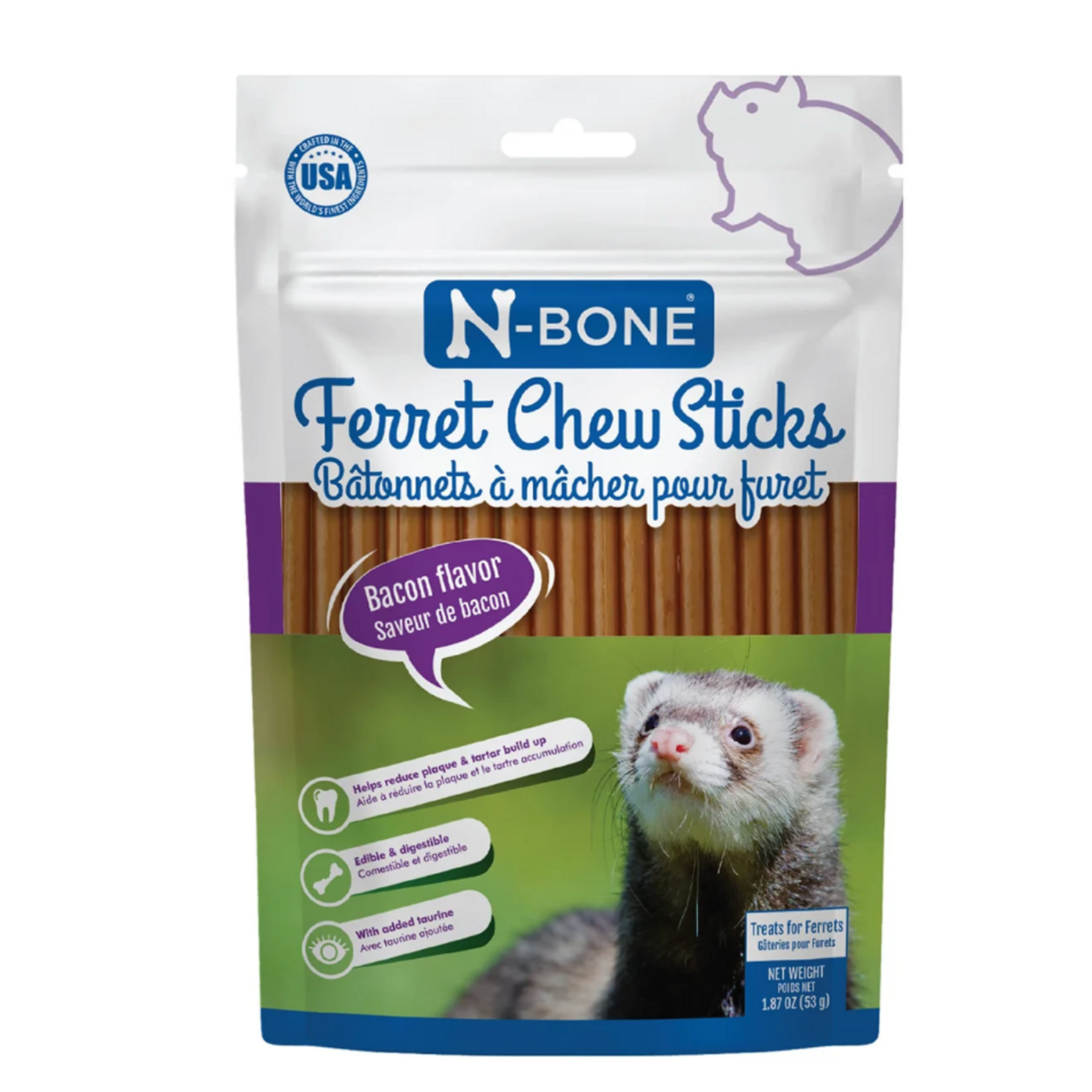 N-BONE N-Bone Ferret Chew Sticks Bacon Flavor 1.87 ounce