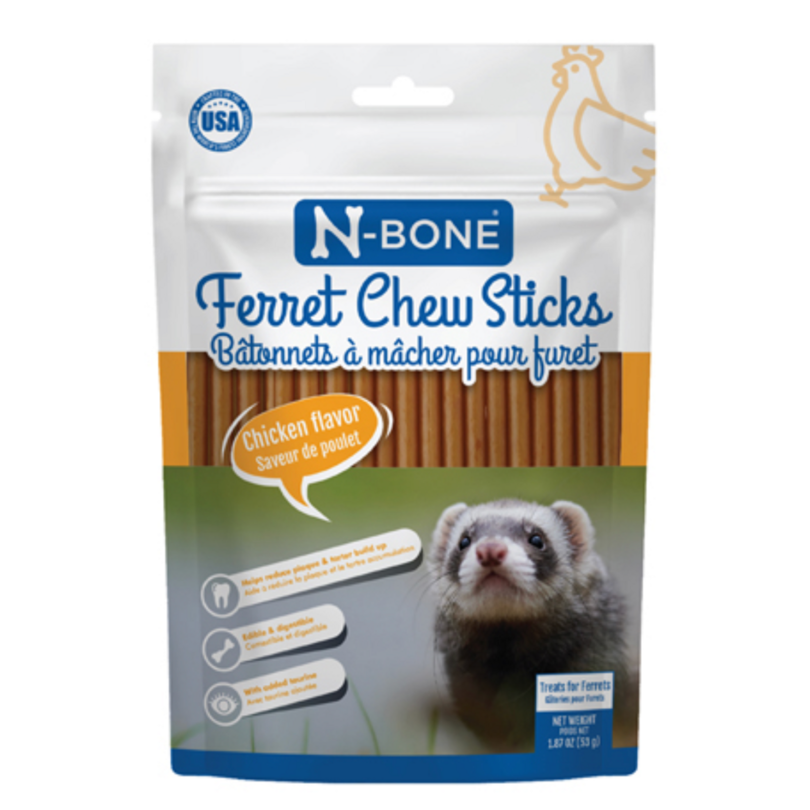 N-BONE N-Bone Ferret Chew Sticks Chicken Flavor 1.87 ounce