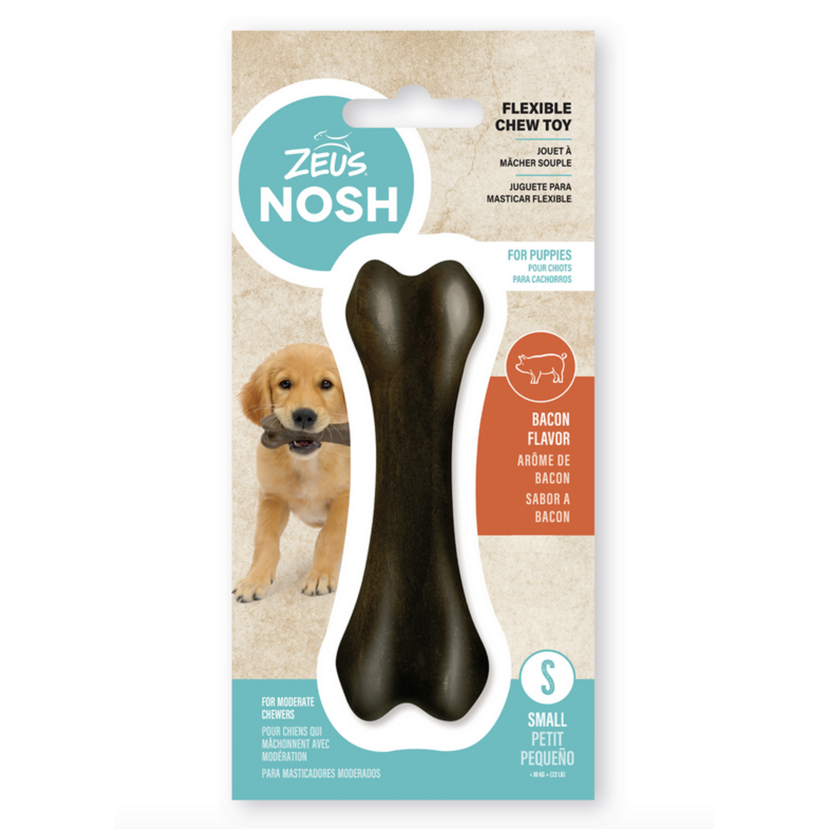 ZEUS Zeus NOSH FLEXIBLE Chew Bone - Bacon Flavor - Small - 11 cm (4.5 in)