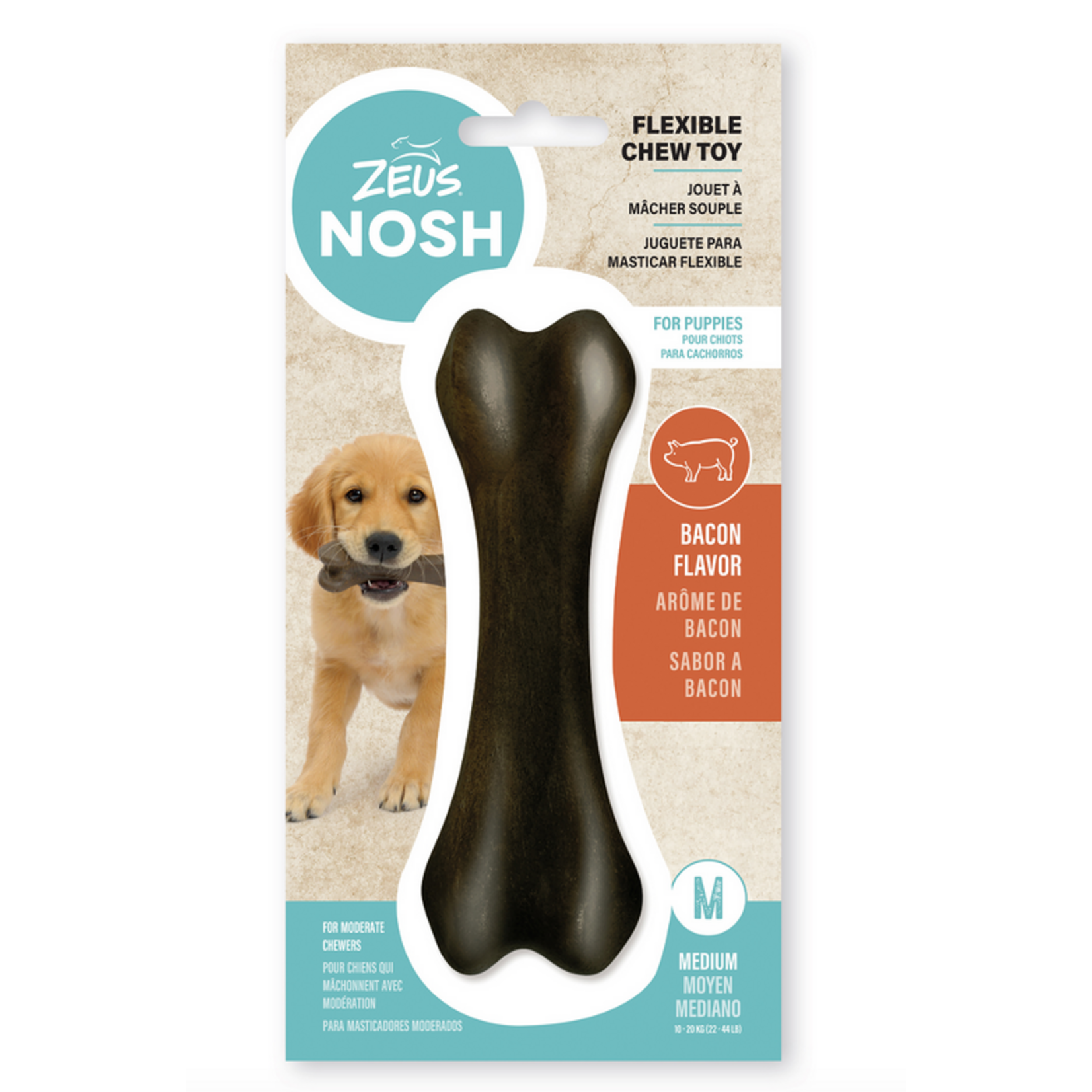 ZEUS Zeus NOSH FLEXIBLE Chew Bone - Bacon Flavor - Medium - 15 cm (6 in)