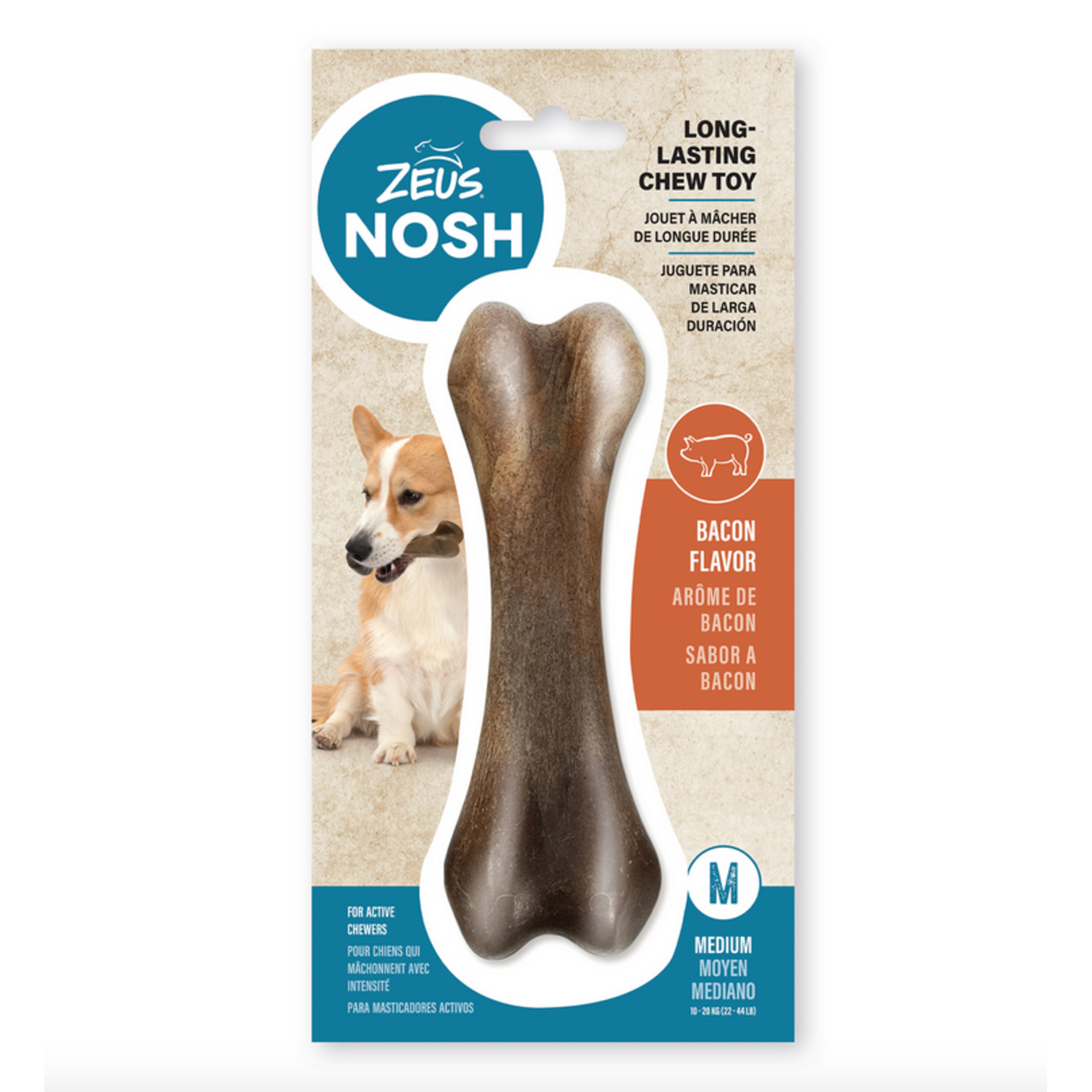 ZEUS Zeus NOSH STRONG Chew Bone - Bacon Flavor - Medium - 15 cm (6 in)