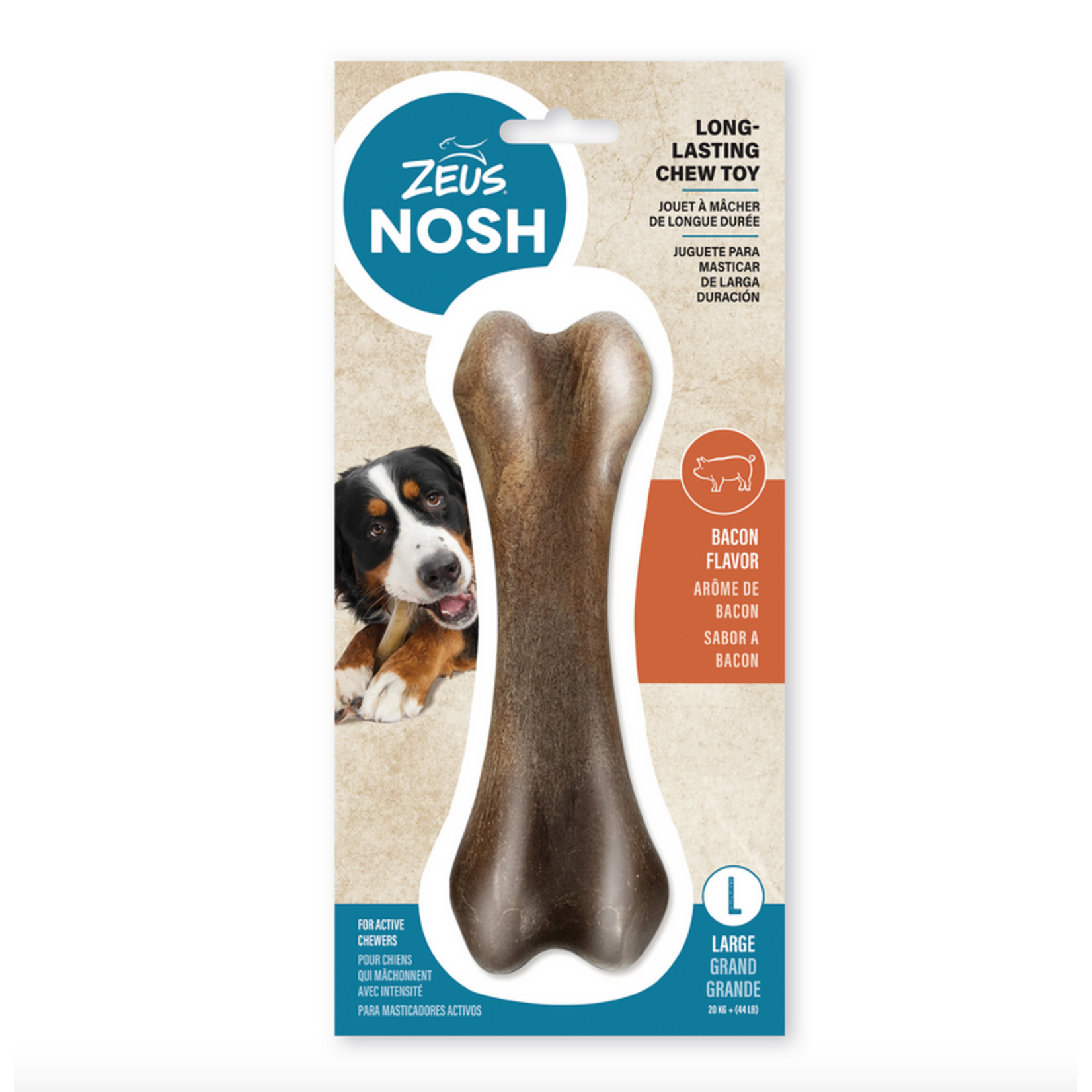 ZEUS Zeus NOSH STRONG Chew Bone - Bacon Flavor - Large - 18.5 cm (7.5 in)