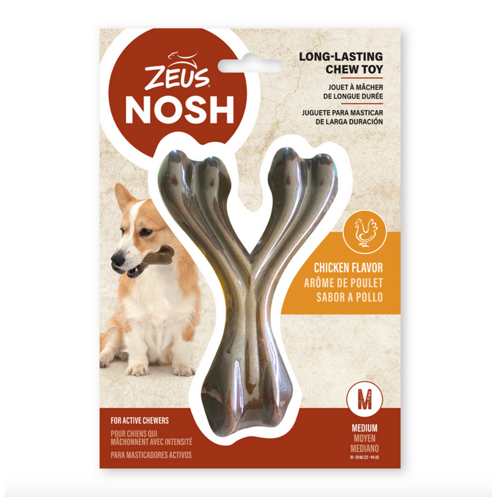 ZEUS Zeus NOSH Strong Wishbone Chew Toy - Chicken Flavour - Medium - 15 cm (6 in)