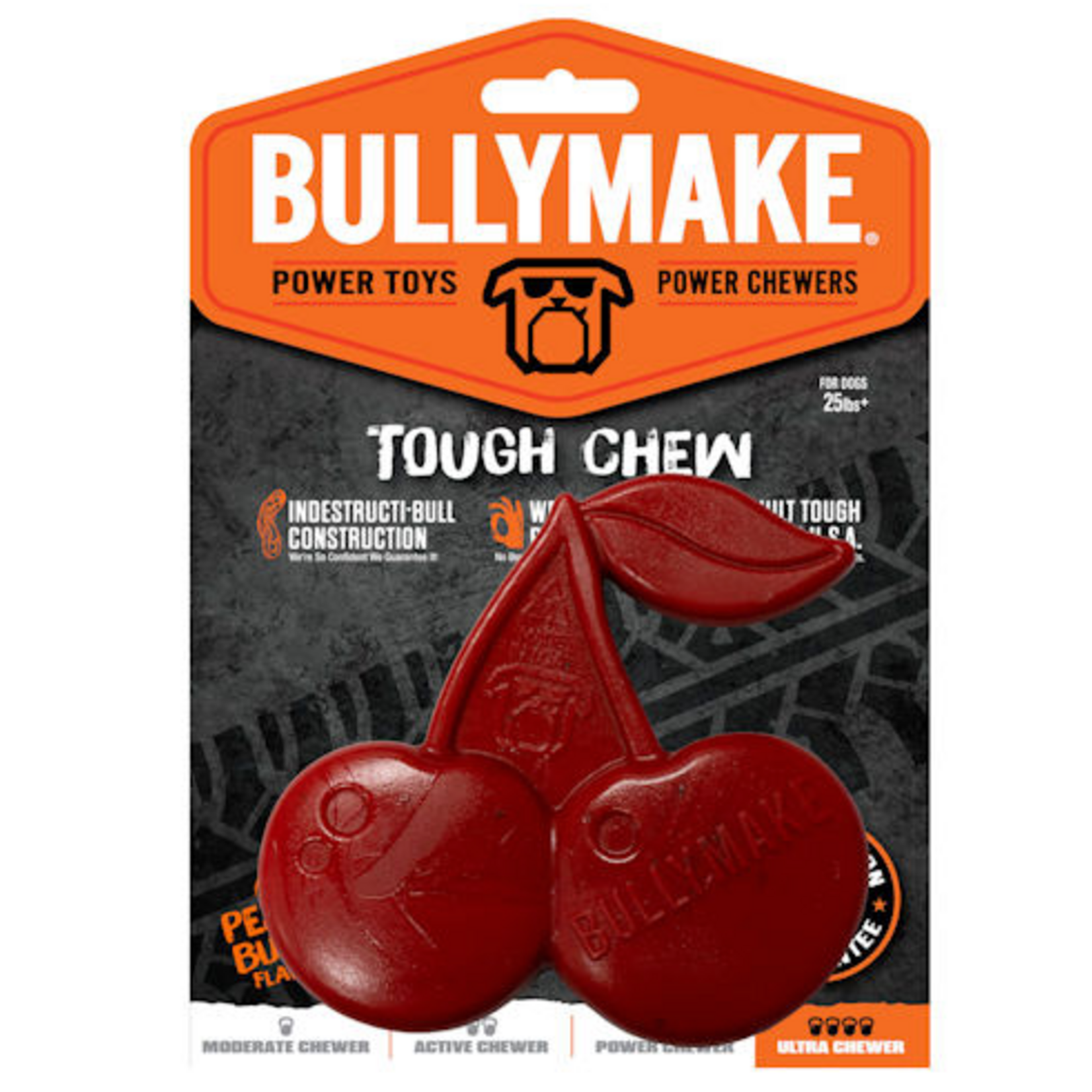 BULLYMAKE BULLYMAKE Red Cherries Peanut Butter Flavor Nylon Chew Toy