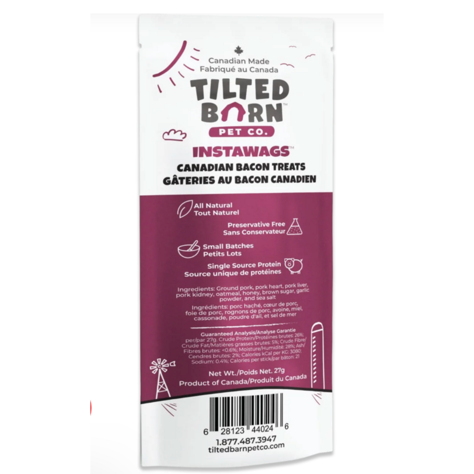 TILTED BARN Tilted Barn Pet Co. Instawags CANADIAN BACON - 27gr