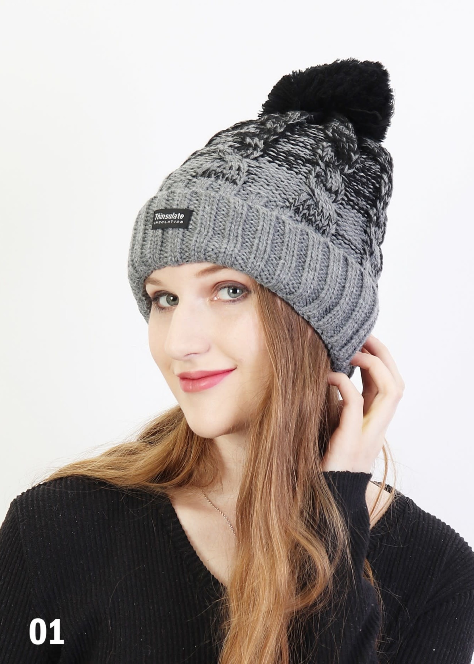 Cheri Bliss Two Tone Knitted Hat Black/Grey