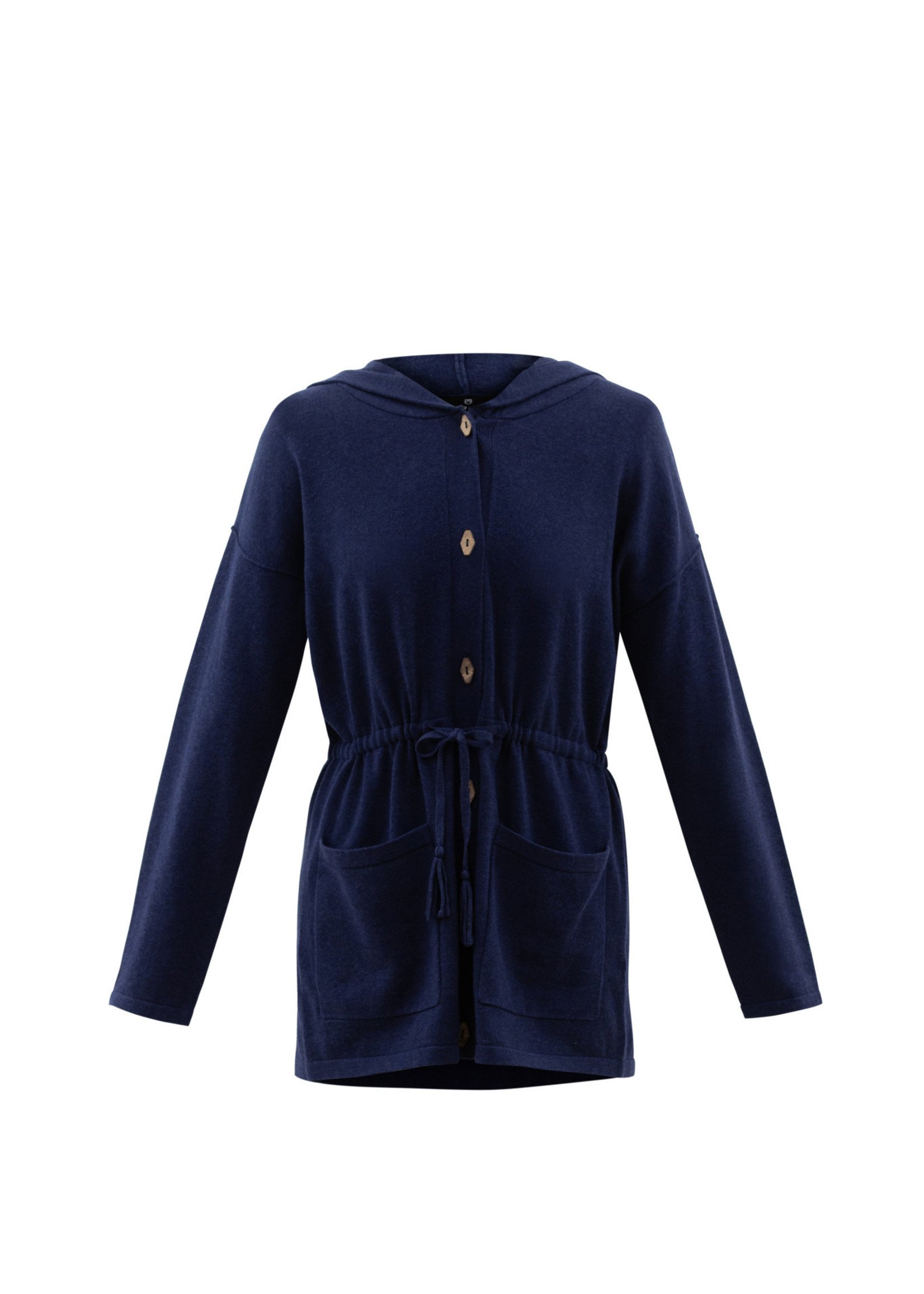 Marble Marble Button Front Hoodie Cardigan Navy