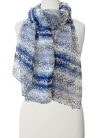 Caracol Caracol Blue Lightweight Abstract Mini Flowers Print Scarf 6118-BLU