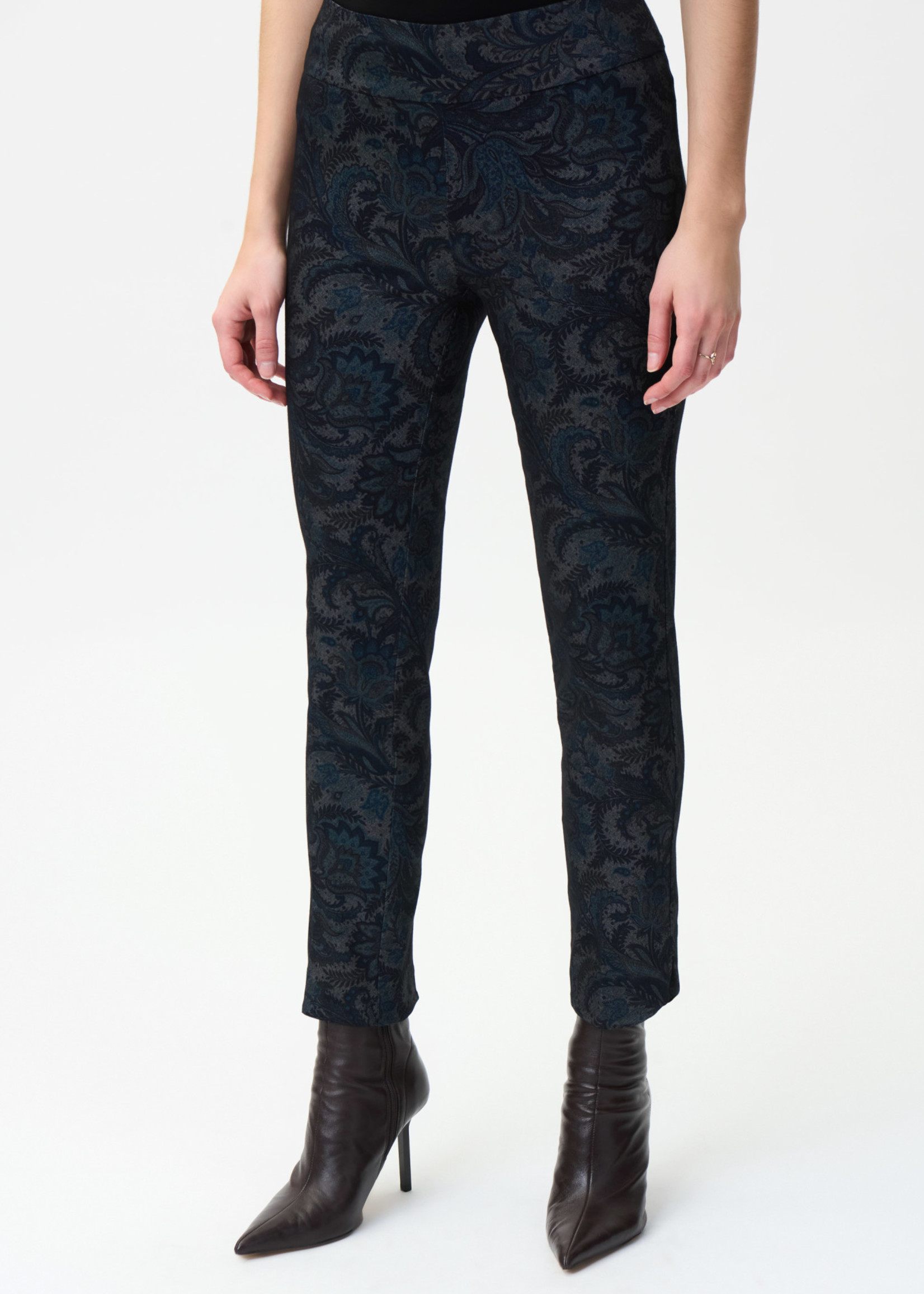 Joseph Ribkoff Joseph Ribkoff Paisley Print Slim Fit Pant Black/Blue/Grey