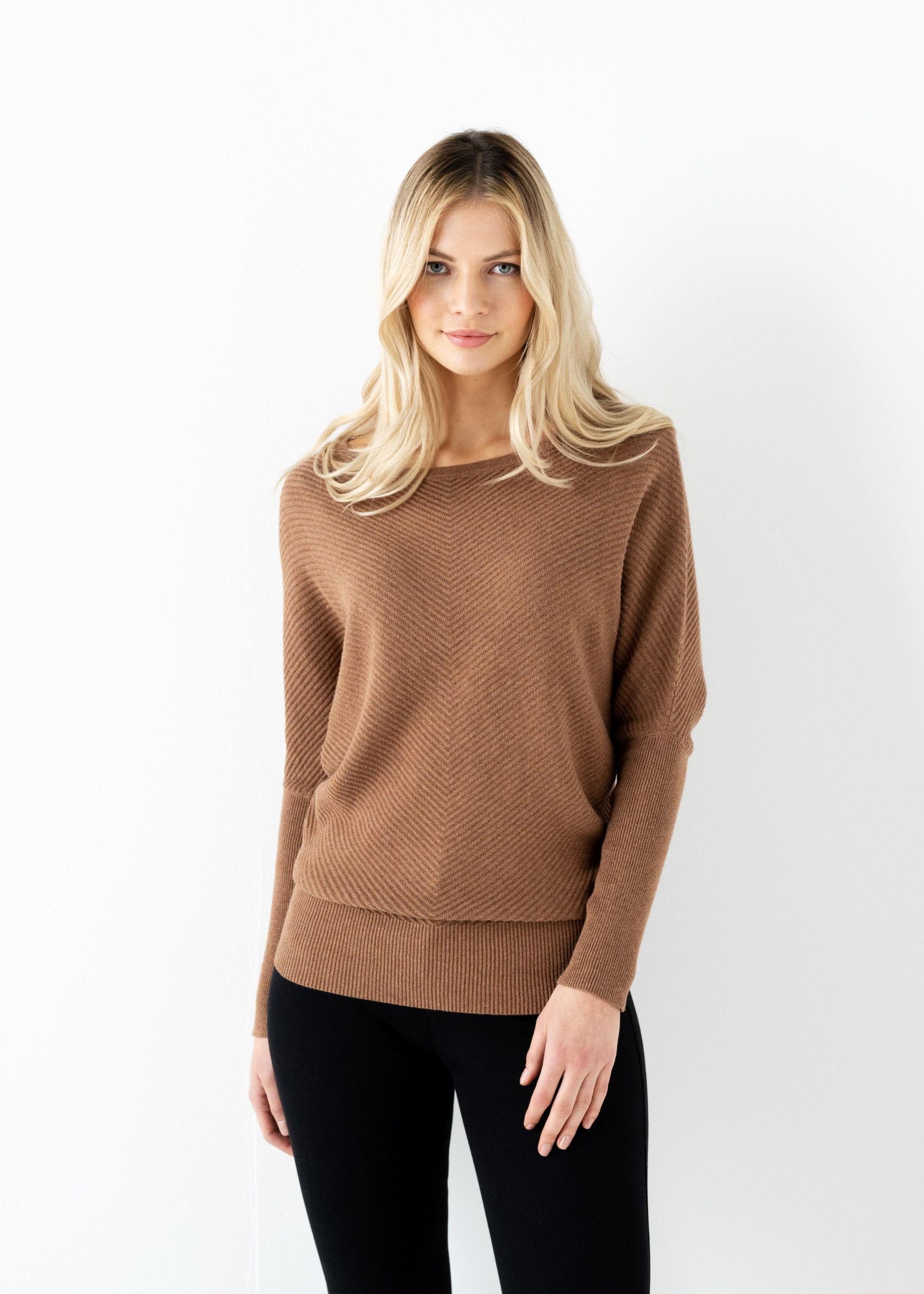 Marble Marble Ribbed Sweater w/Dolman Sleeves Camel