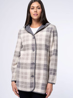 Parasuco Parasuco Boucle Hooded Jacket w/Binding  Oyster/Grey Plaid
