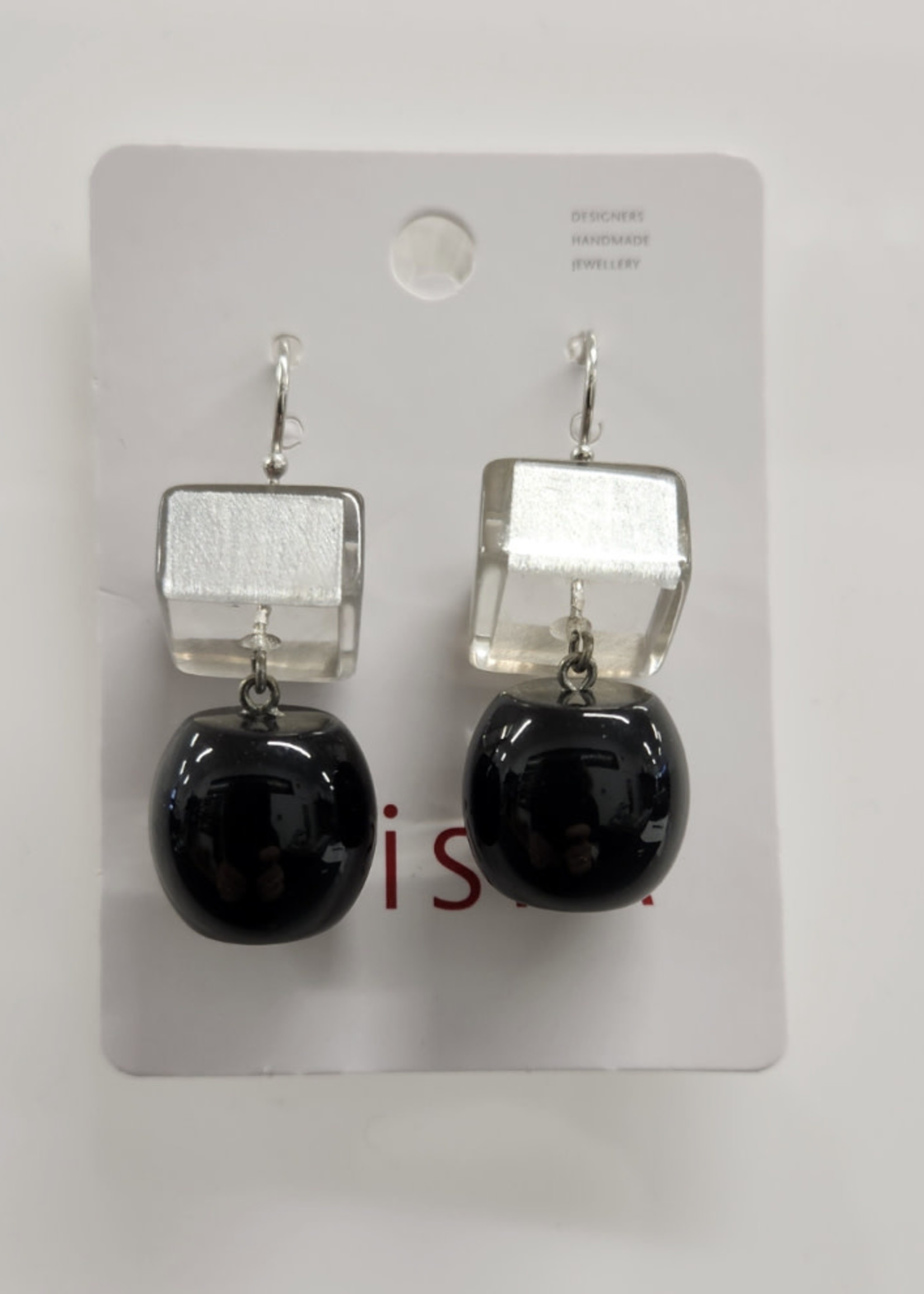 Zsiska Zsiska Rhyme Two Bead Earrings Black/Grey 2370501GRY2Q00