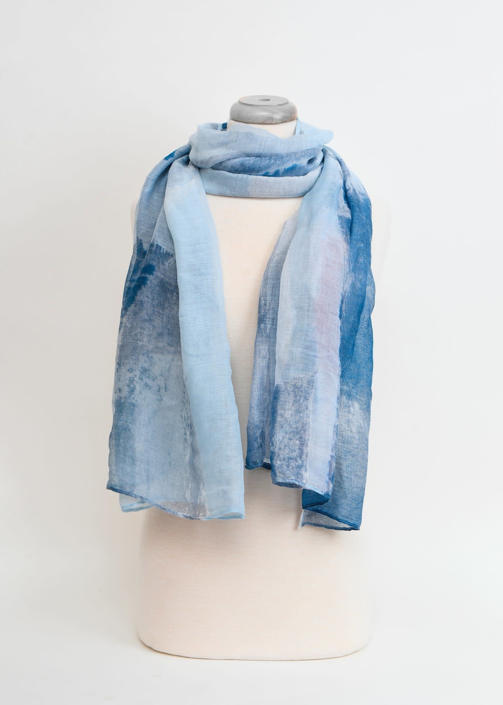 Caracol Caracol Lightweight Abstract Printed Scarf Blue 6153-BLU
