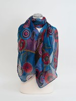 Caracol Caracol Lightweight Round Print Scarf Mixed Blues 6018-NAV