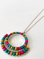 Caracol Caracol Long Silver Chain w/Small Wood Beads Pendant Mixed Colours 1544-MIX-S