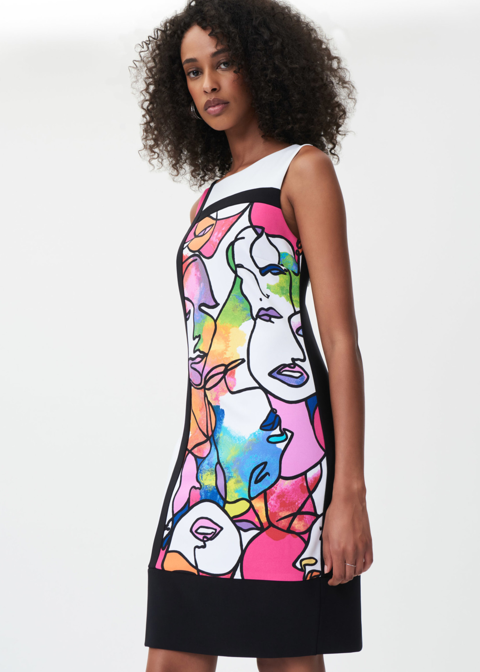 Joseph Ribkoff Joseph Ribkoff Colour-Blocked Abstract Print Dress Vanilla/Multi