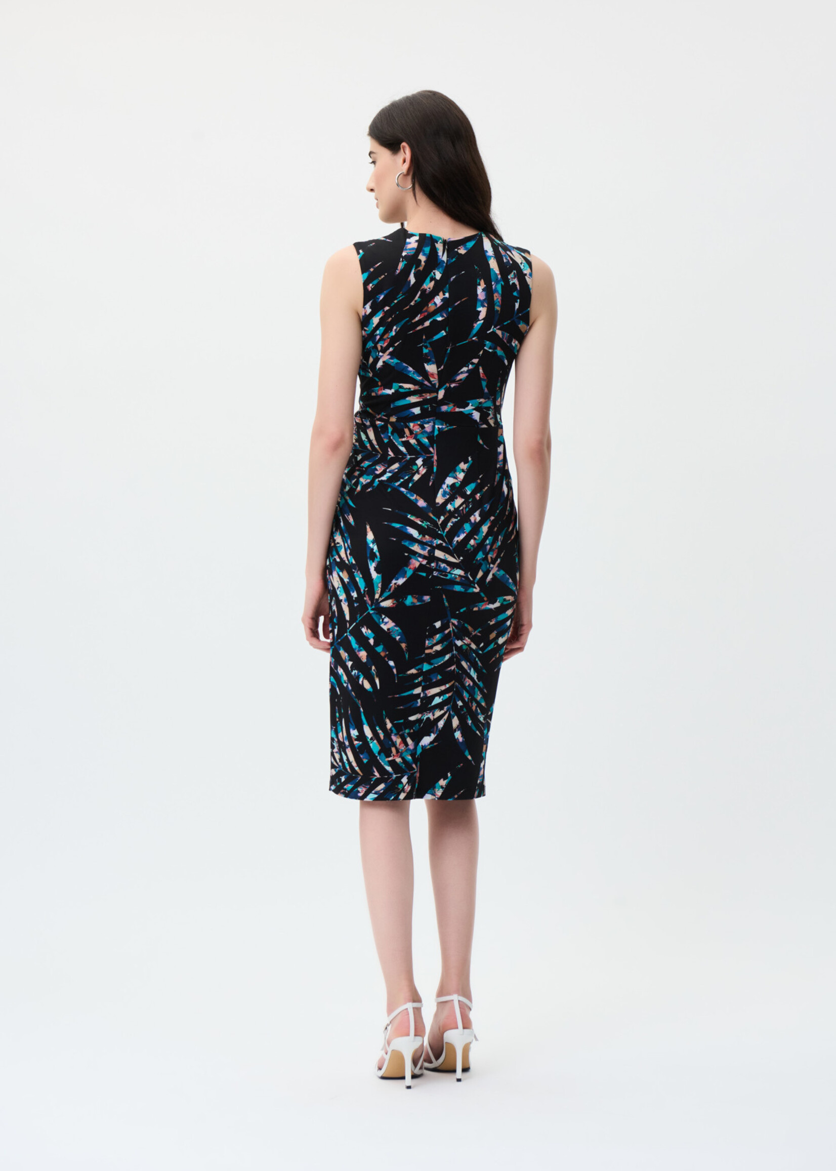 Joseph Ribkoff Joseph Ribkoff Palm Print Wrap Dress Black/Multi