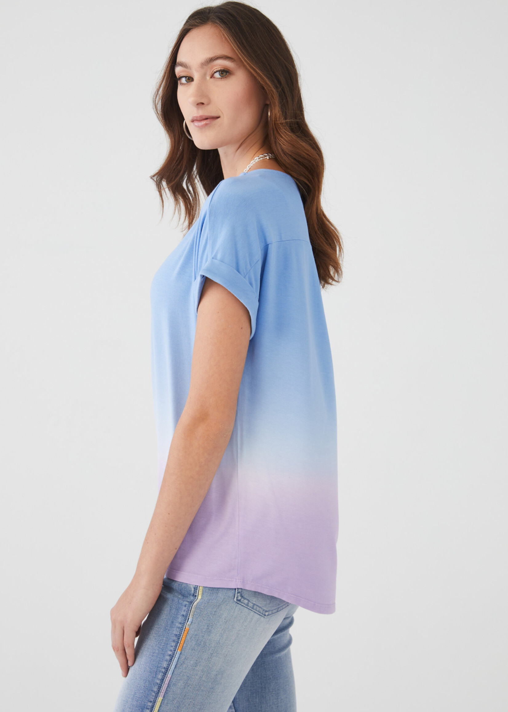 FDJ French Dressing FDJ Dip Dyed Boat Neck S/S Top Wild Pansy Ombre