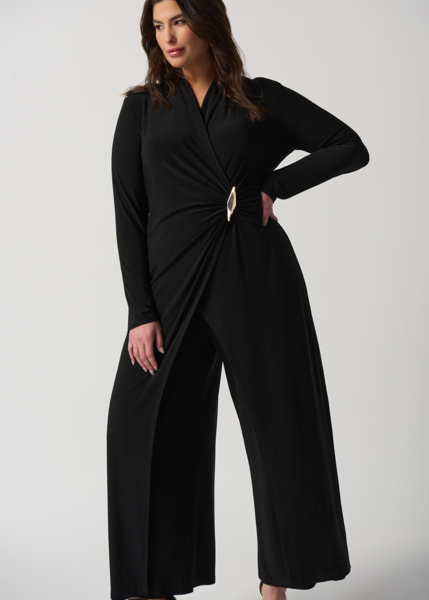 Joseph Ribkoff Wrap Front Jumpsuit Black 233097 - A Passion for Fashion Inc.