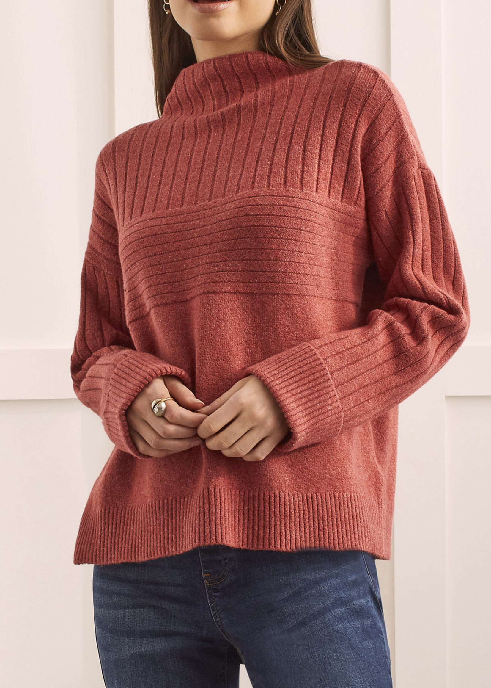 Tribal Tribal Funnel Neck Sweater Chili Red