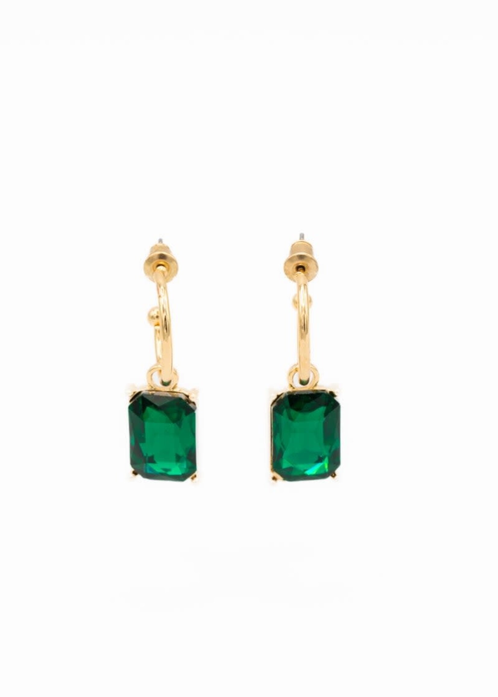 Caracol Caracol Big Green Crystals on Hooks Earrings Gold 2591-GRN-G