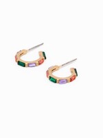 Caracol Caracol Small Hoops w/Coloured Crystals Earrings Gold 2582-MIX-G
