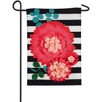 Evergreen Stripes & Flowers Garden Flag