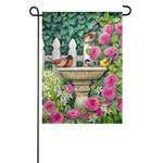 Evergreen Spring Birdbath Gathering Garden Flag
