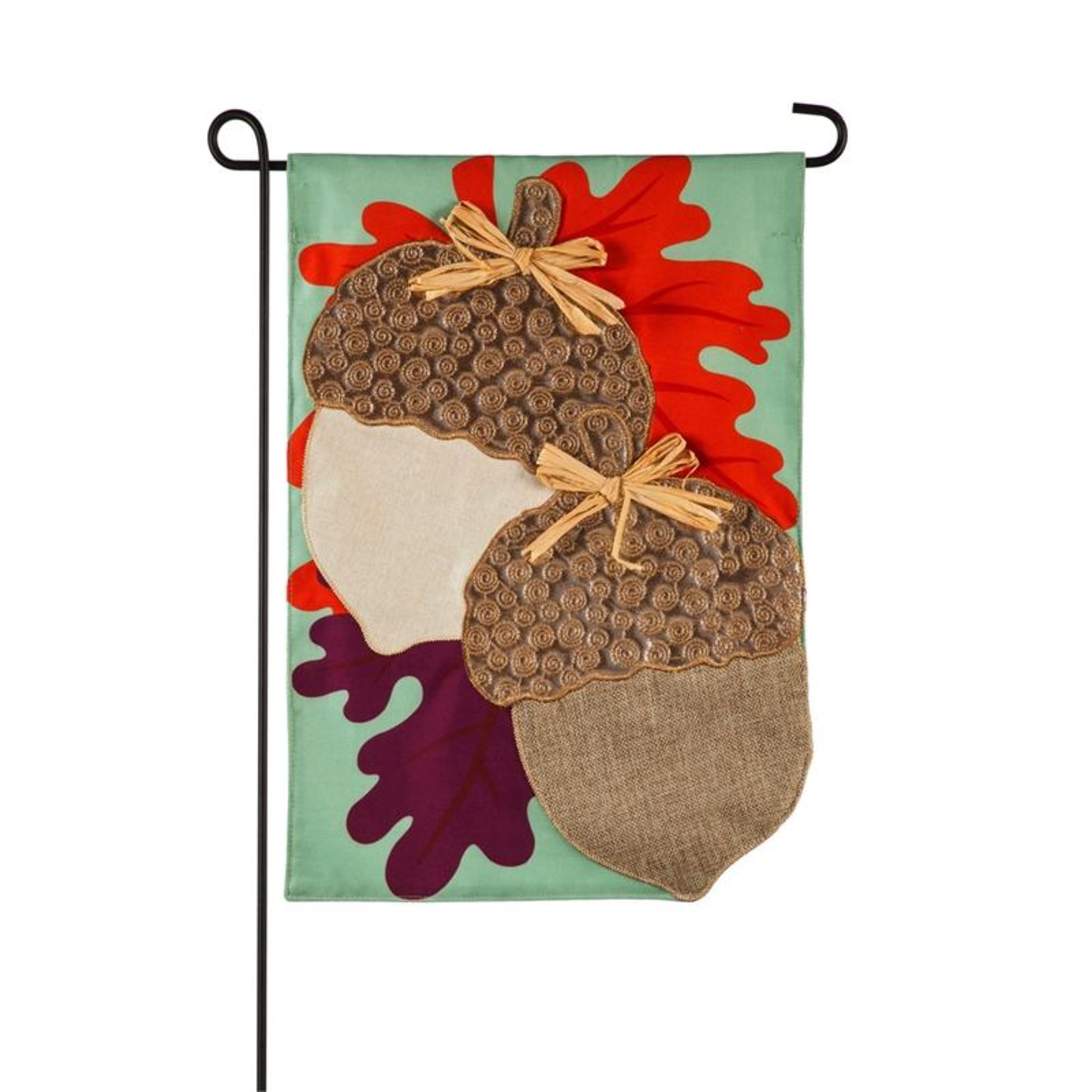 Evergreen Metallic Acorns Garden Flag
