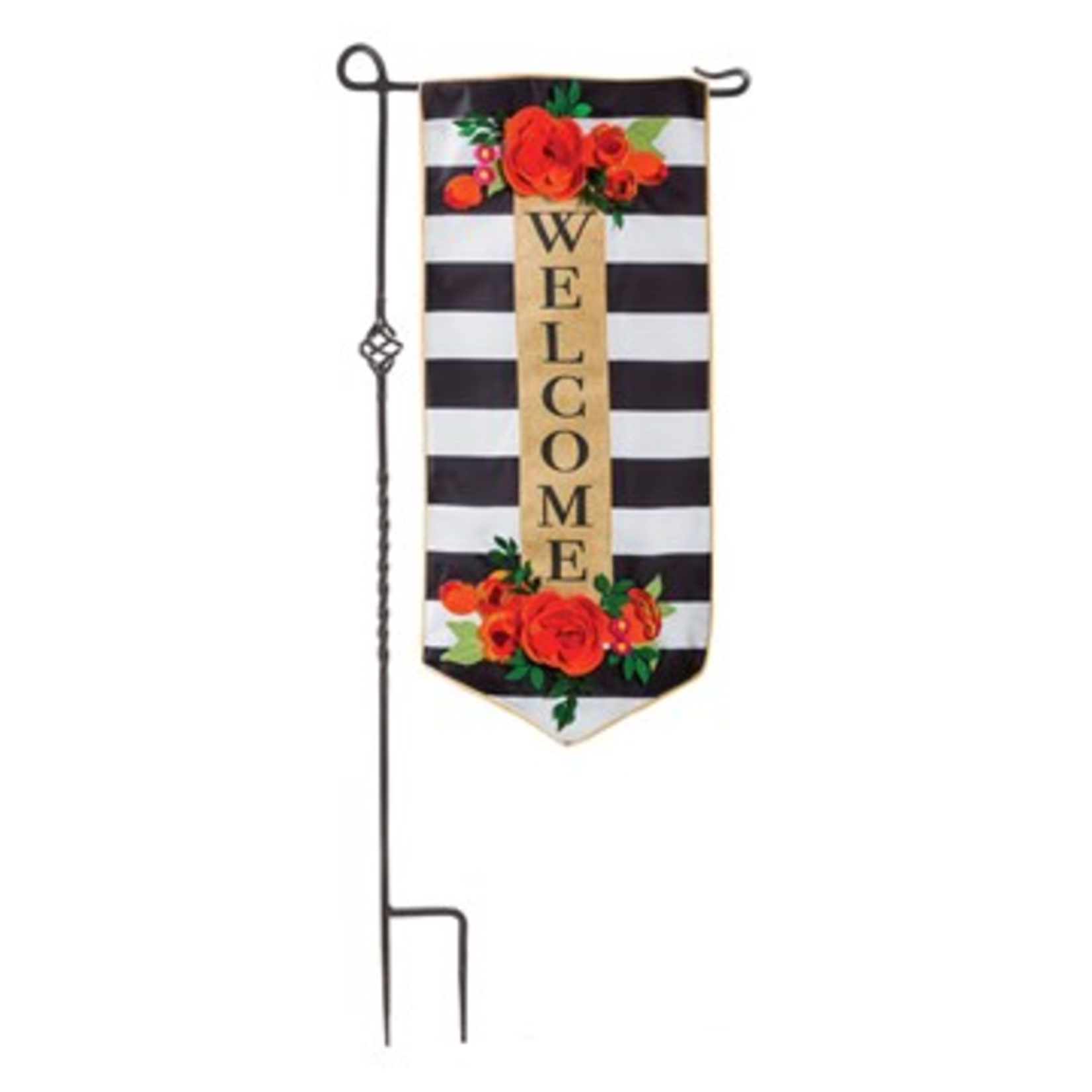 Evergreen Floral Stripe Welcome Banner
