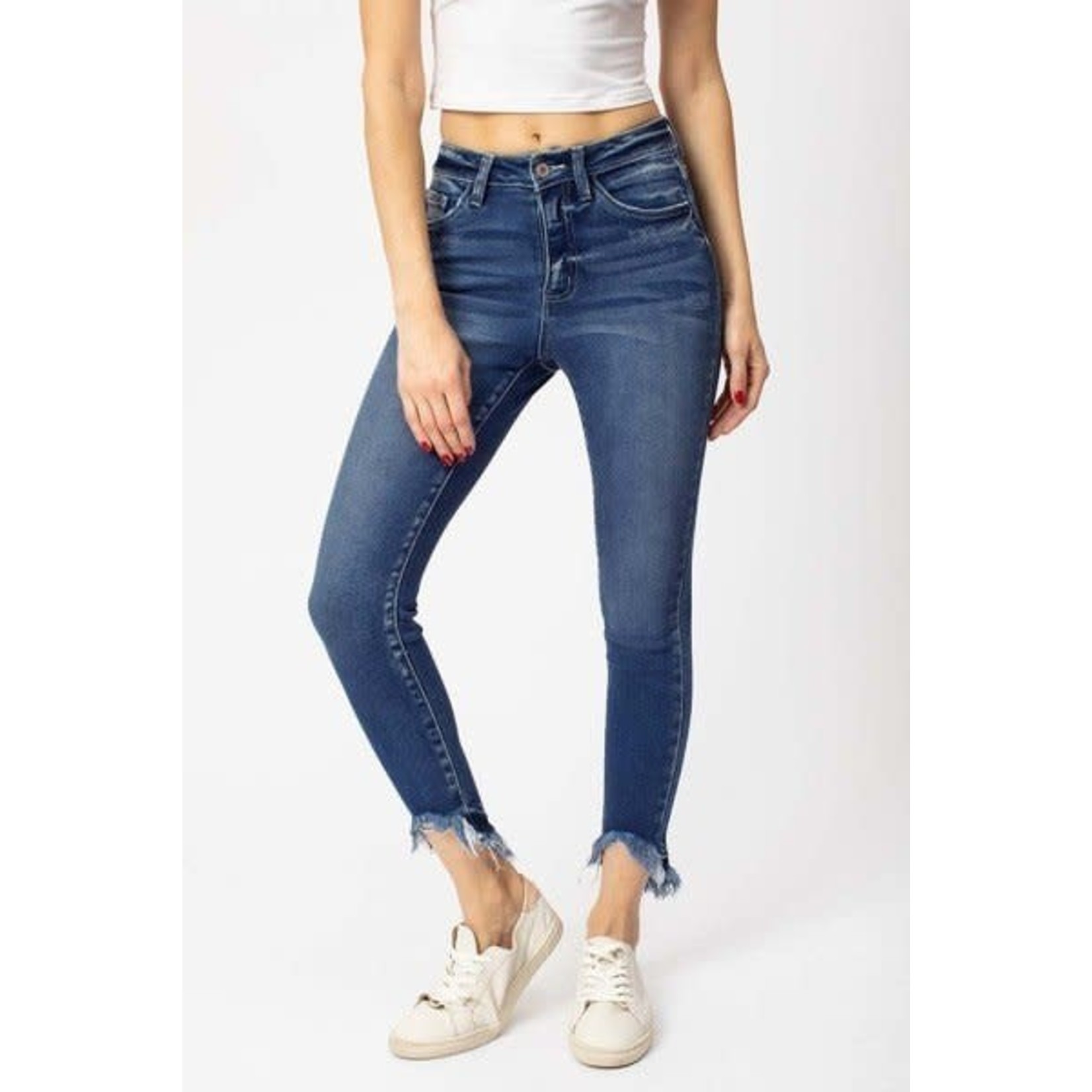 Kancan Kancan High-Rise Fray Hem Ankle Skinny Jeans 7119d
