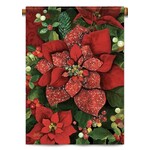 Carson Sparkling Poinsettia Garden Flag