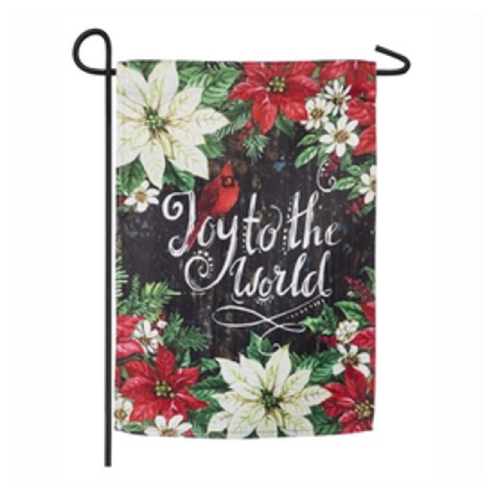 Evergreen Joy To The World Poinsettias Garden Flag